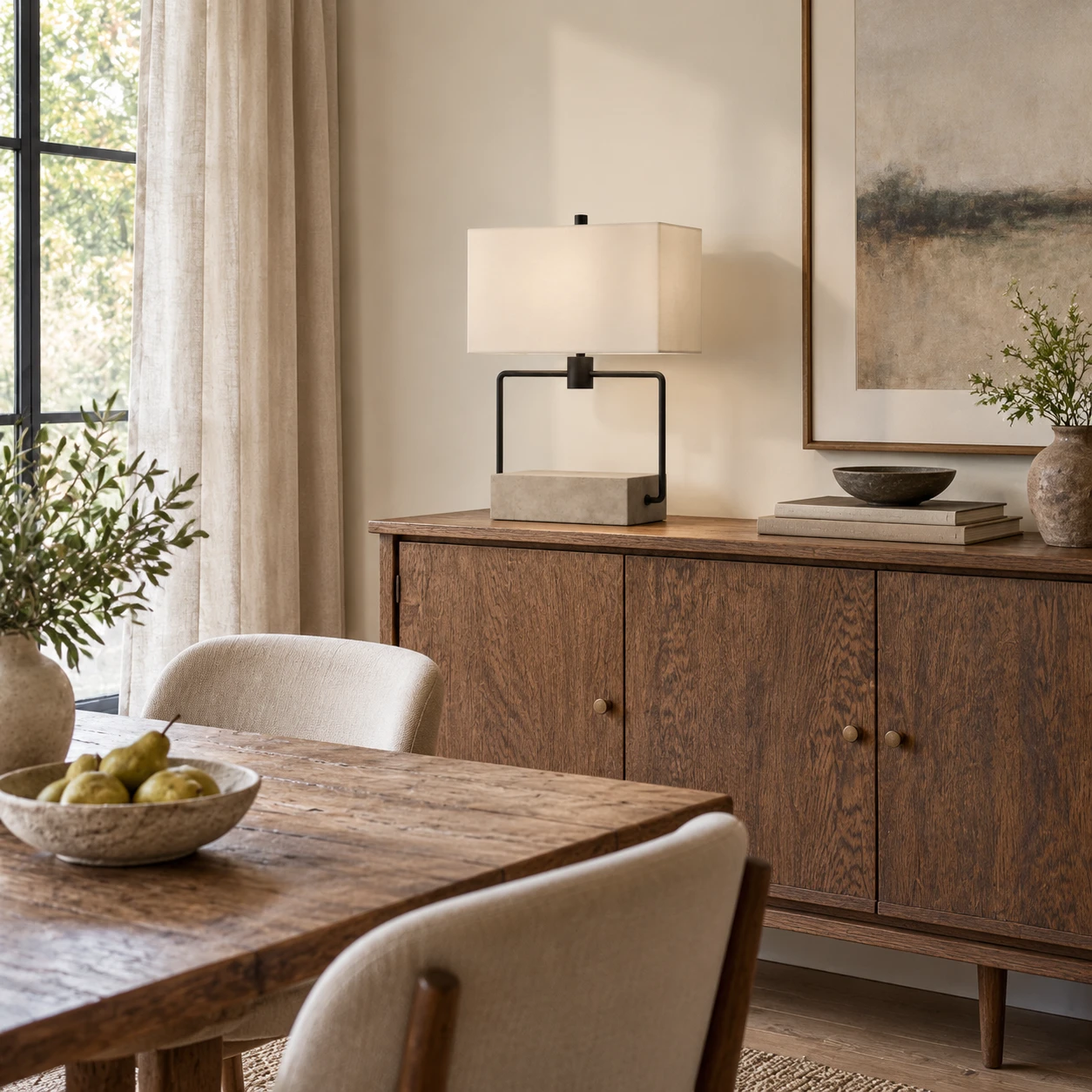 Sophie European Carved Wood Table Lamp in a residential interior