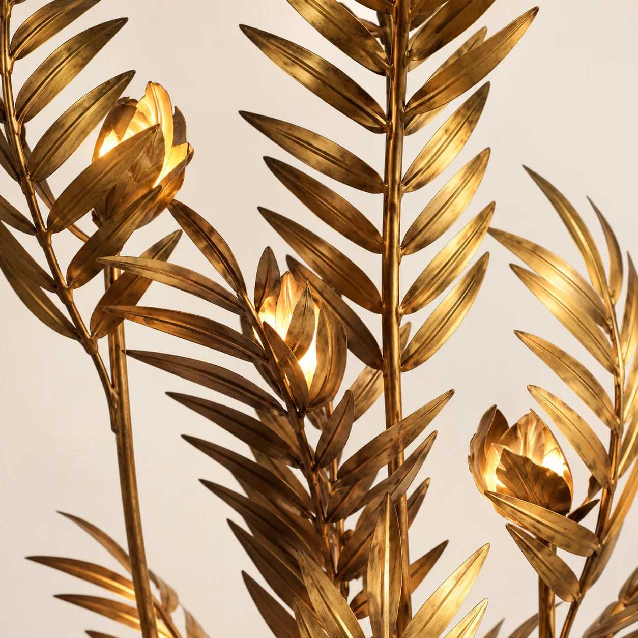 Close detail of flower-bud light cups on the Liora floor lamp