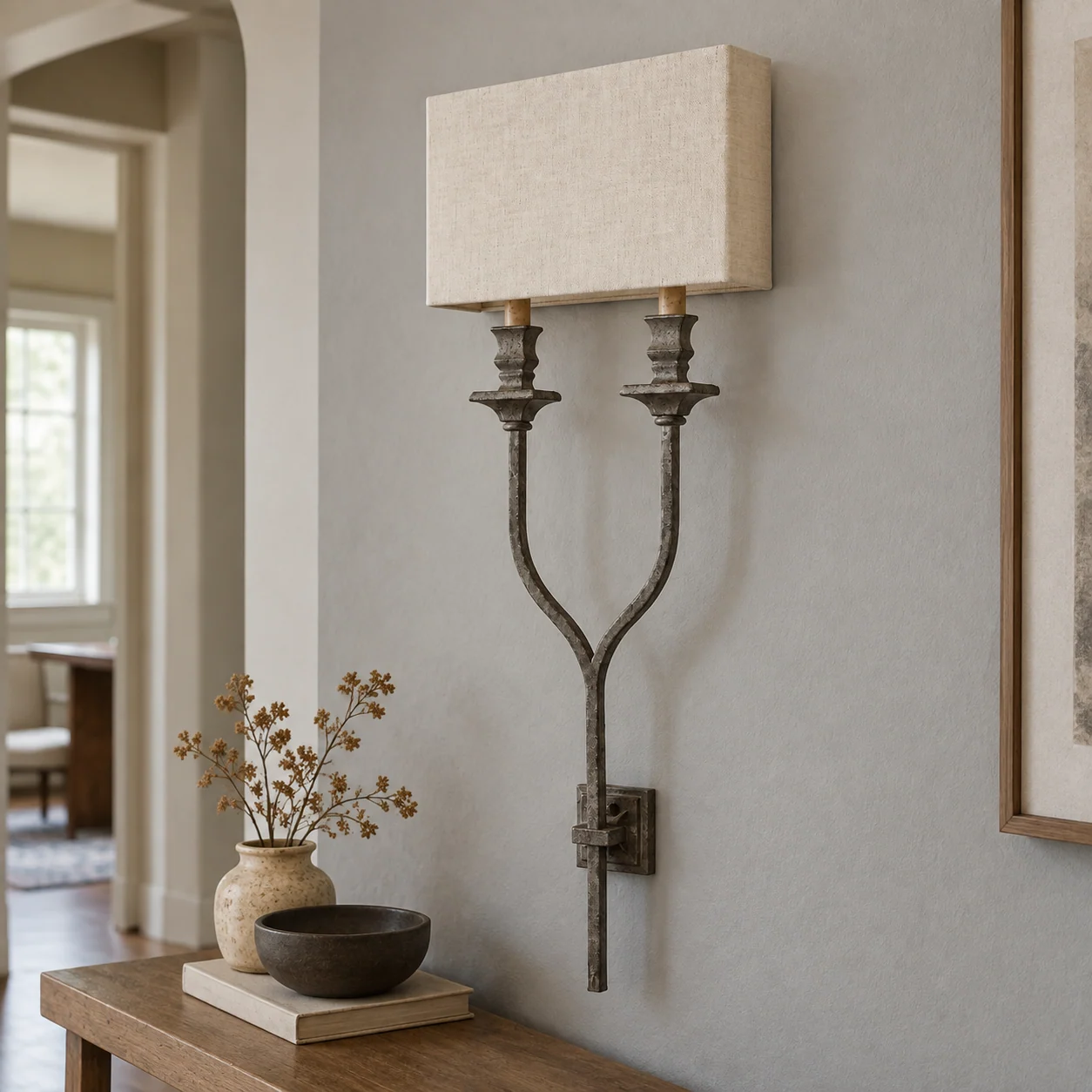 Maeve European 2-Light Iron Wall Sconce — scene