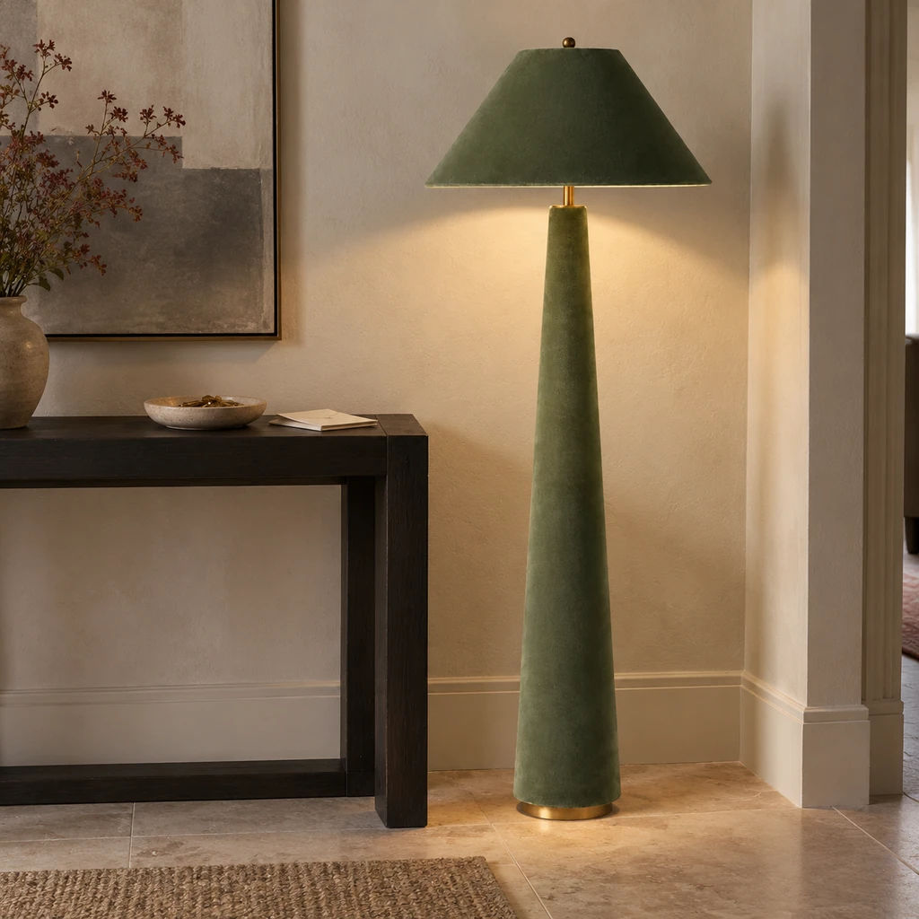 Marlowe sculptural floor lamp in a residential entry niche