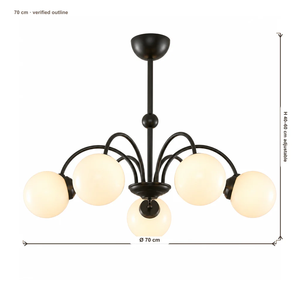 70 cm diameter and 40-60 cm adjustable height dimensions
