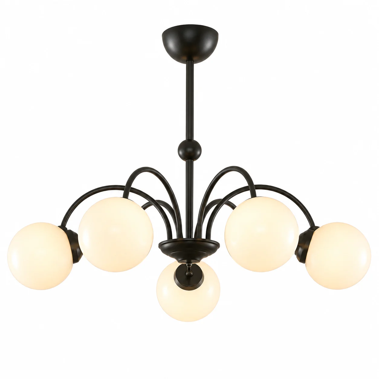 Elise French Vintage Black Glass Globe Chandelier, 70 cm, on a clean white background