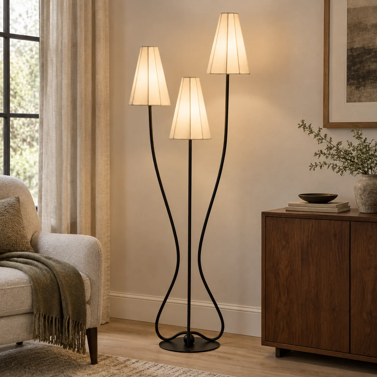 Iris French Decorative Iron Floor Lamp — scene