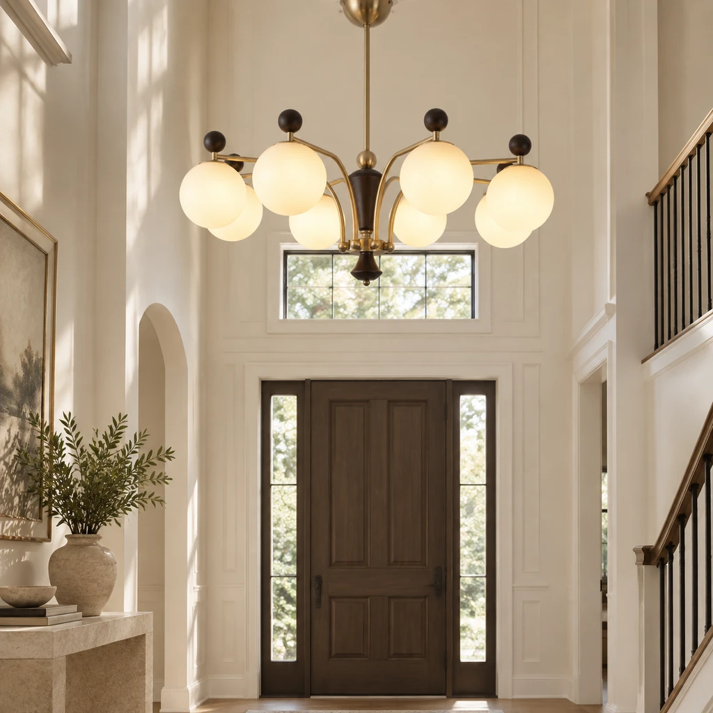 Julian chandelier in a double-height foyer