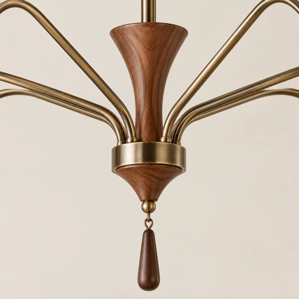 Close detail of the dark wood central body