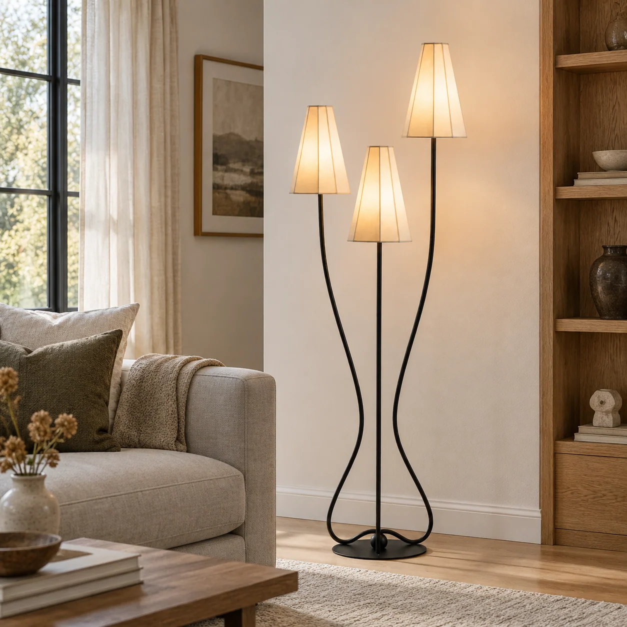 Iris French Decorative Iron Floor Lamp — scene