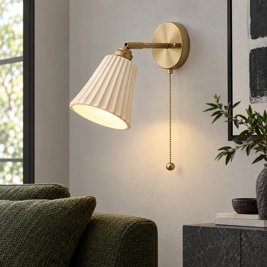Elena Nordic Ribbed Copper Ceramic Wall Sconce product image 4