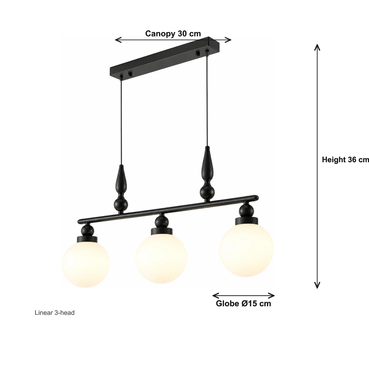 Dining linear 3 head dimensions