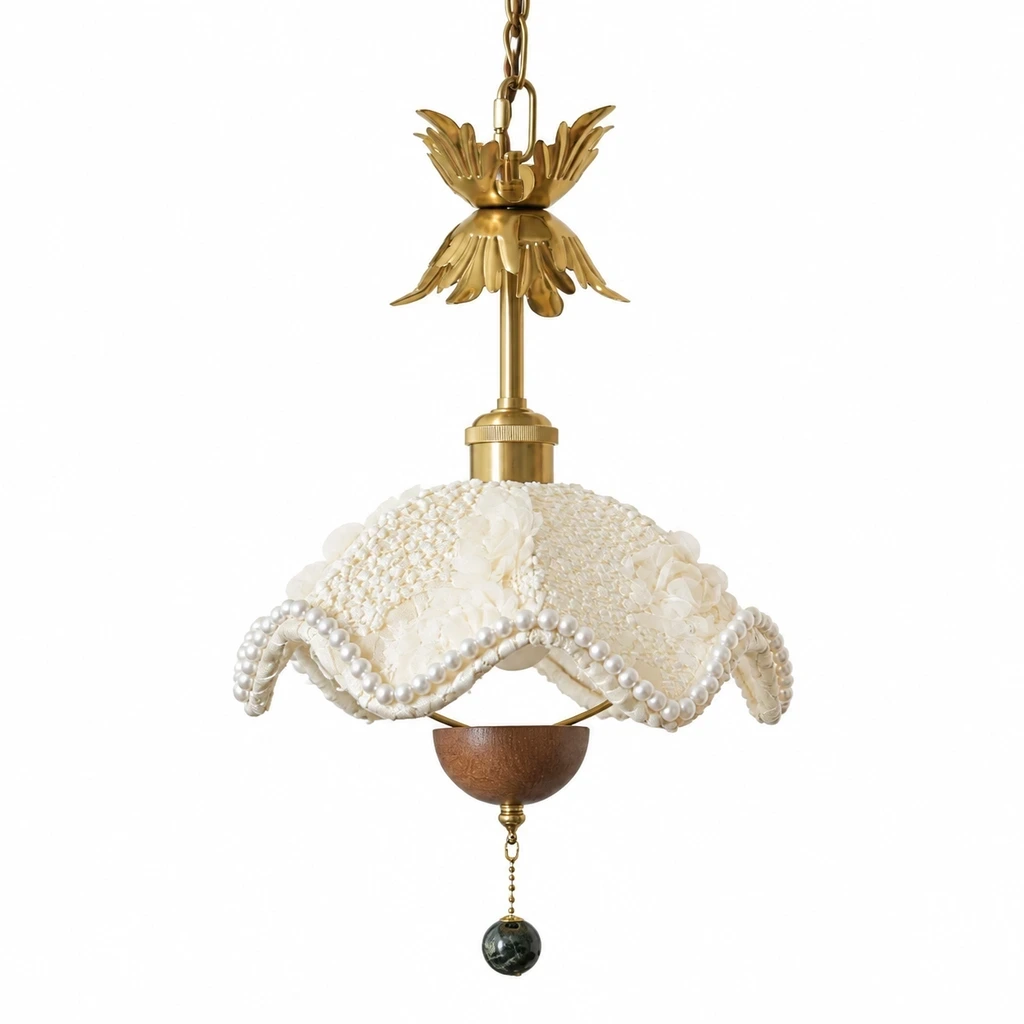 Sophie floral fabric pendant light on a clean white background
