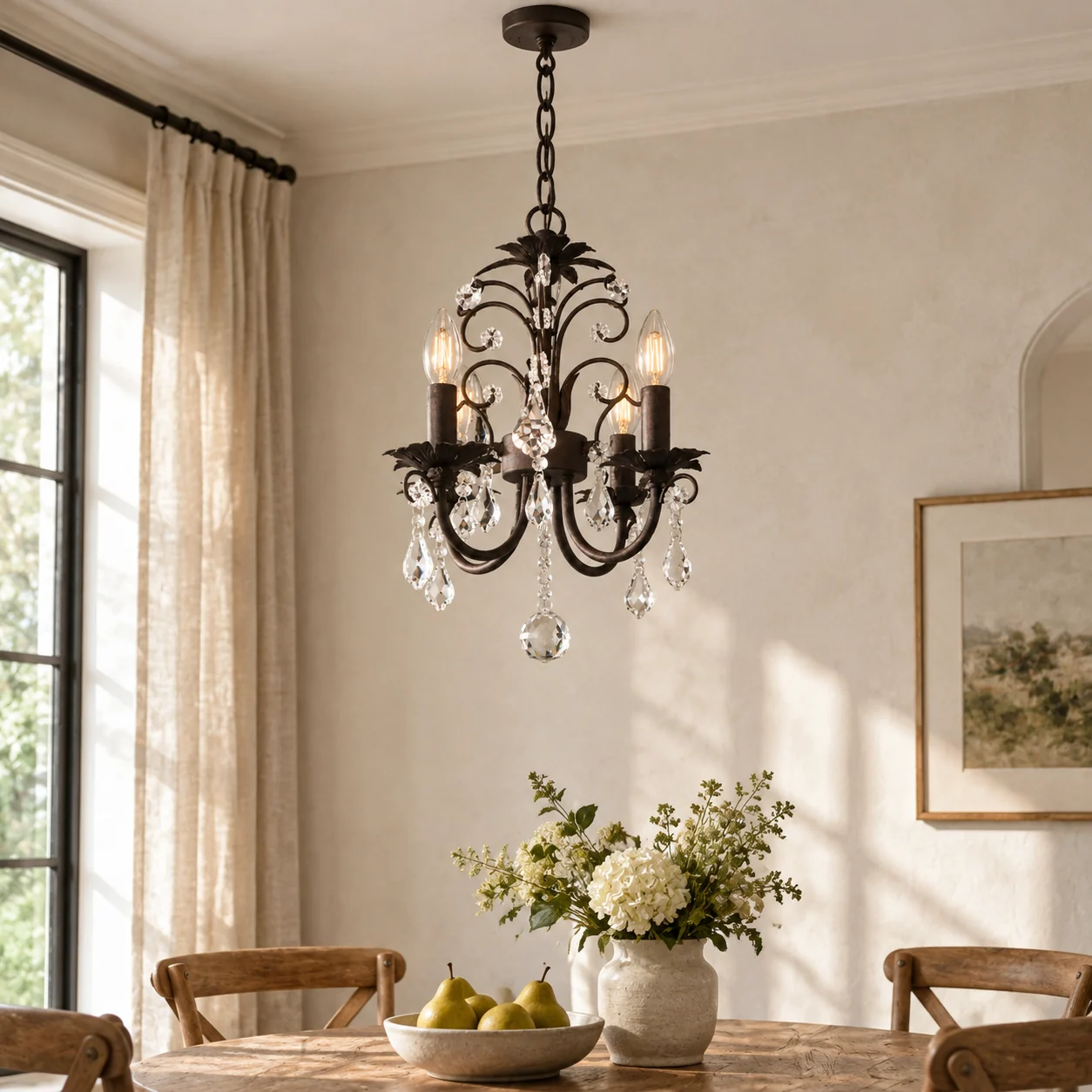 Amelia French Crystal Iron Chandelier — scene