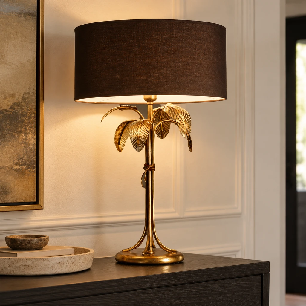 Marina table lamp on a restrained entry console