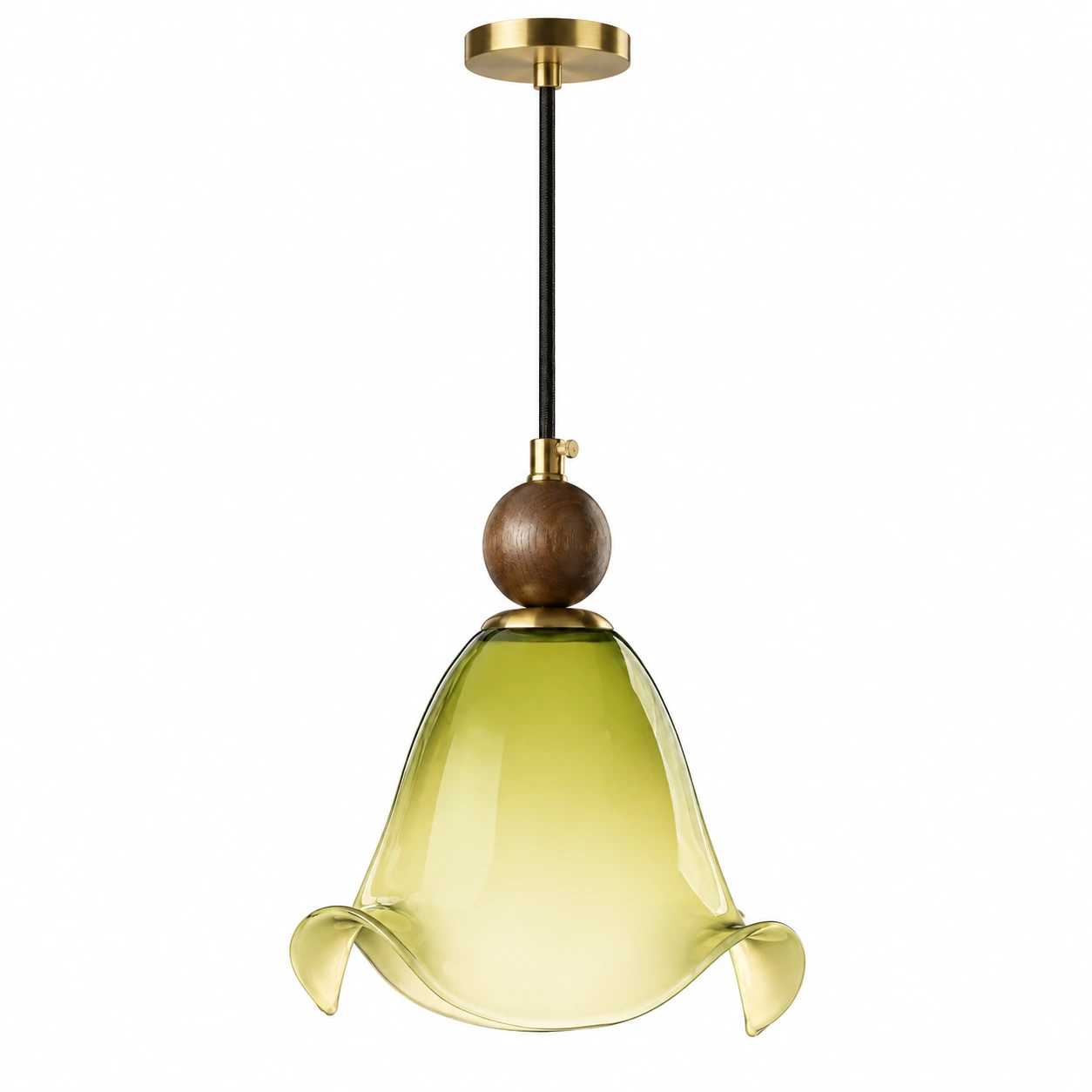 Finn Vintage Floral Walnut Wood and Metal Pendant Light - generated image 13
