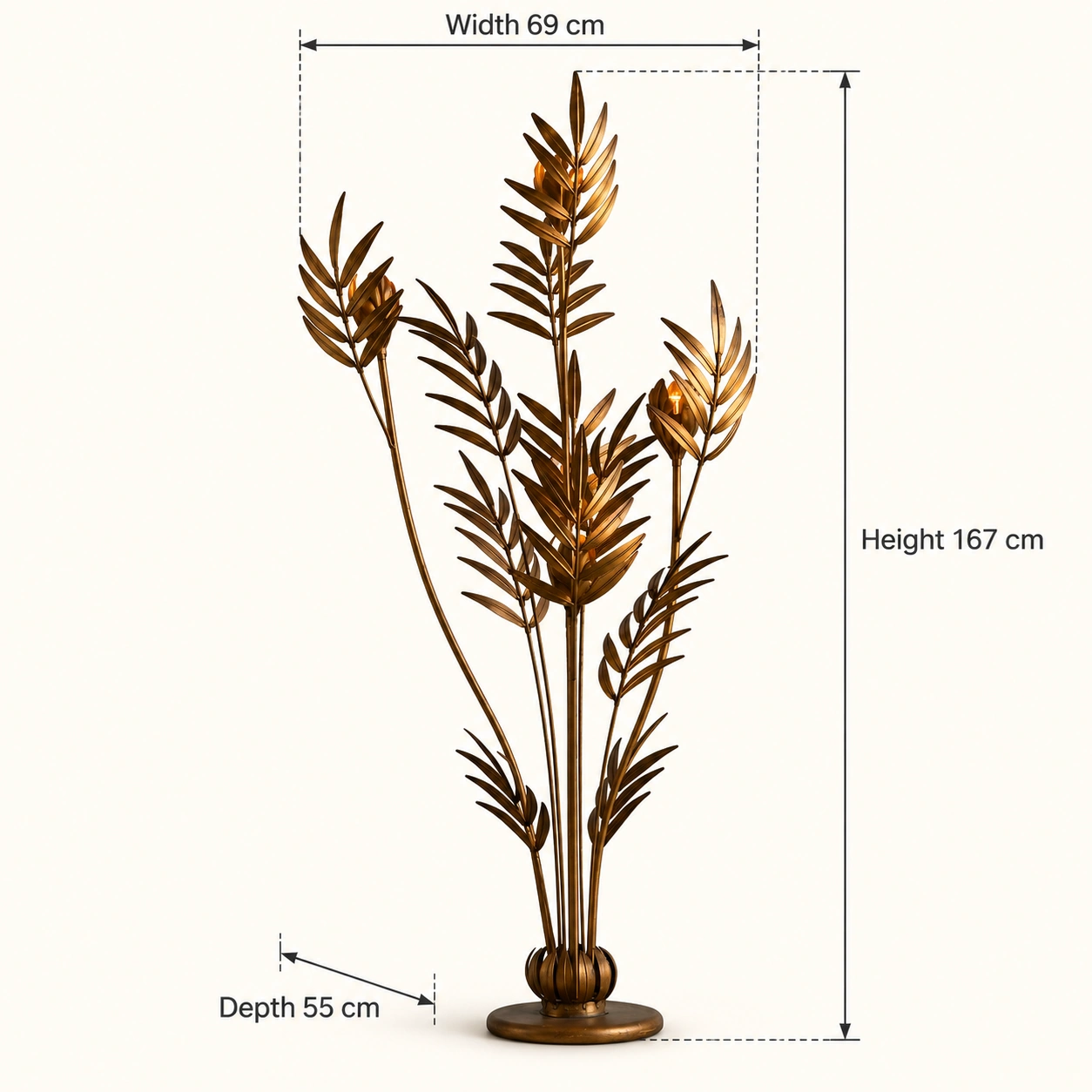 Liora Antique Bronze floor lamp dimensions 69 by 55 by 167 cm