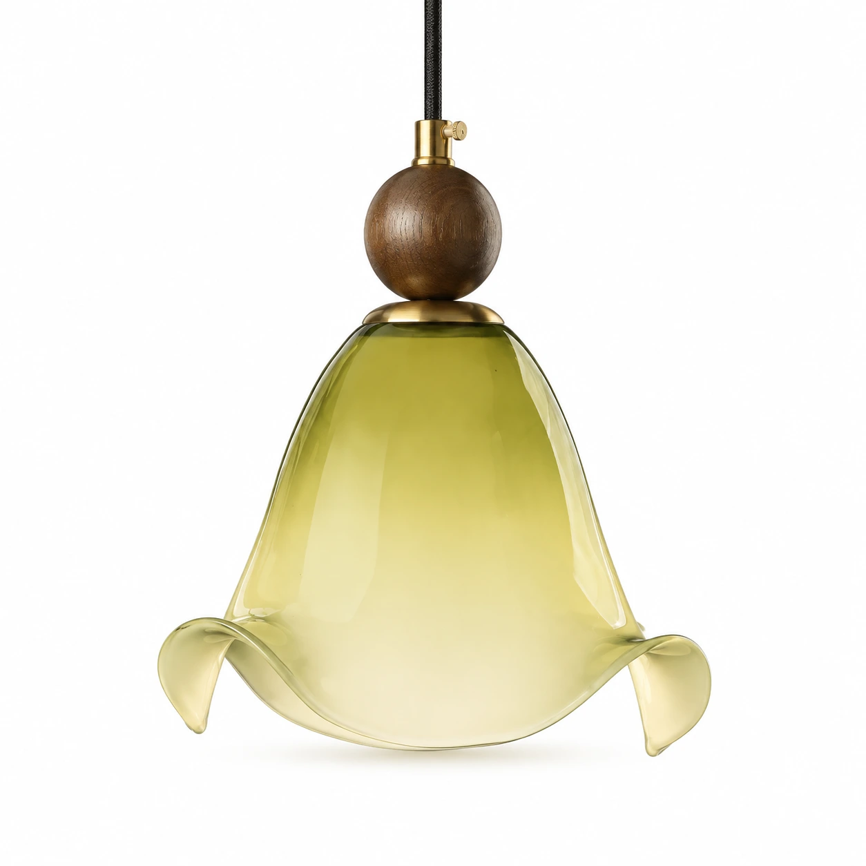 Finn Vintage Floral Walnut Wood and Metal Pendant Light - generated image 3