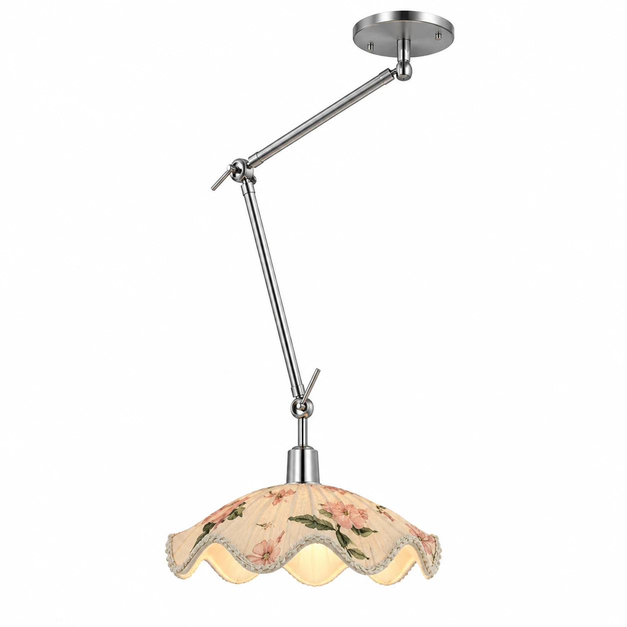 Elara Bauhaus Swing Arm Chrome Pendant Light