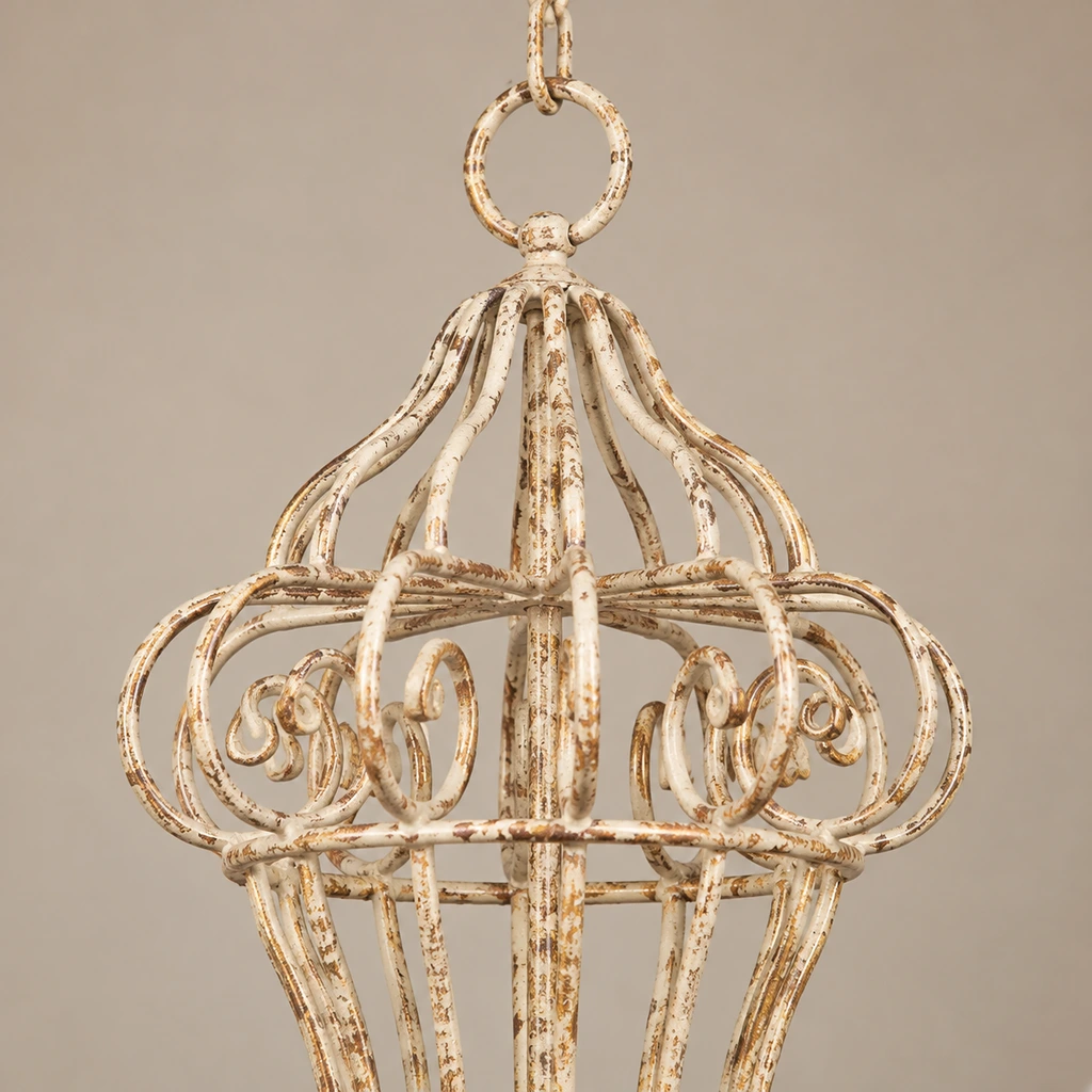 Close detail of the upper crown and hanging chain