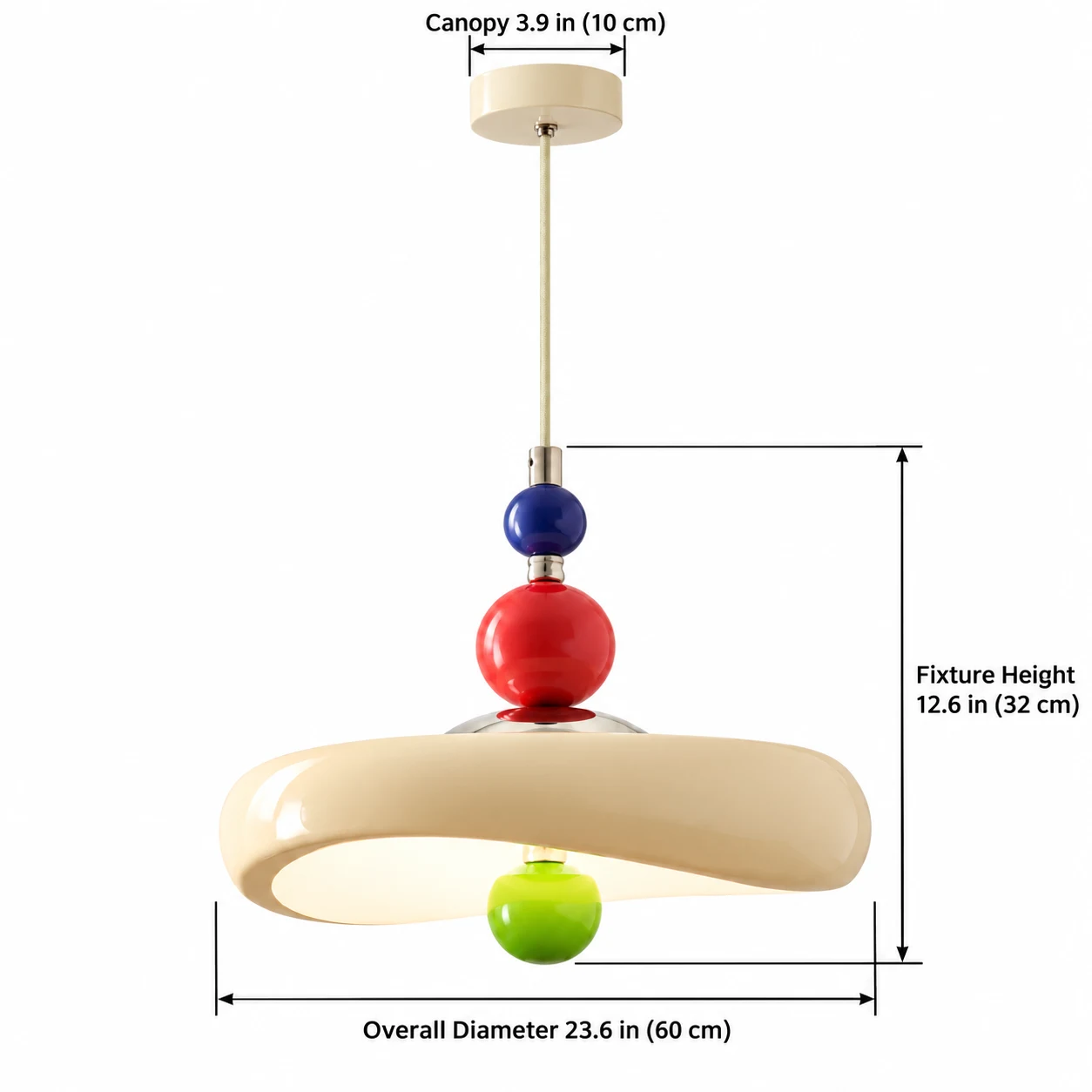 Dimension diagram 60 cm diameter