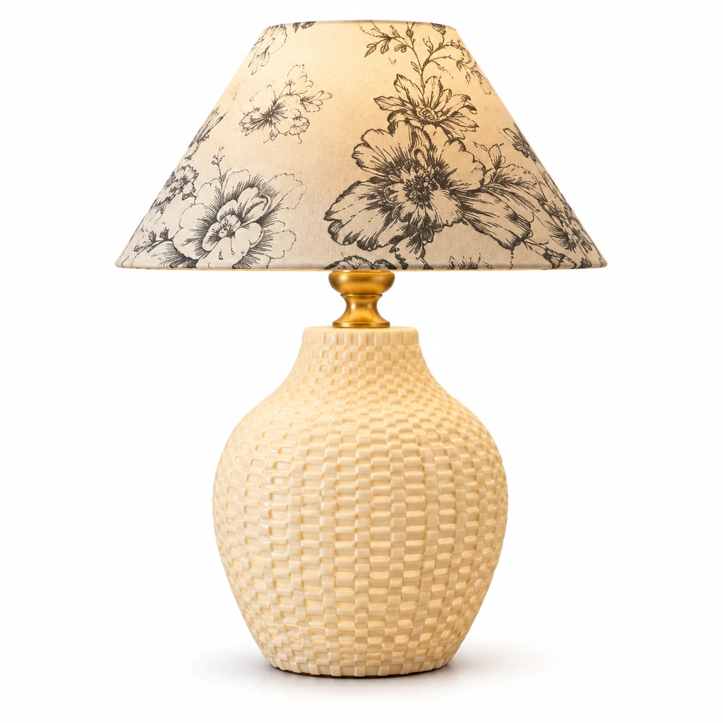 Celeste textured ceramic table lamp on white