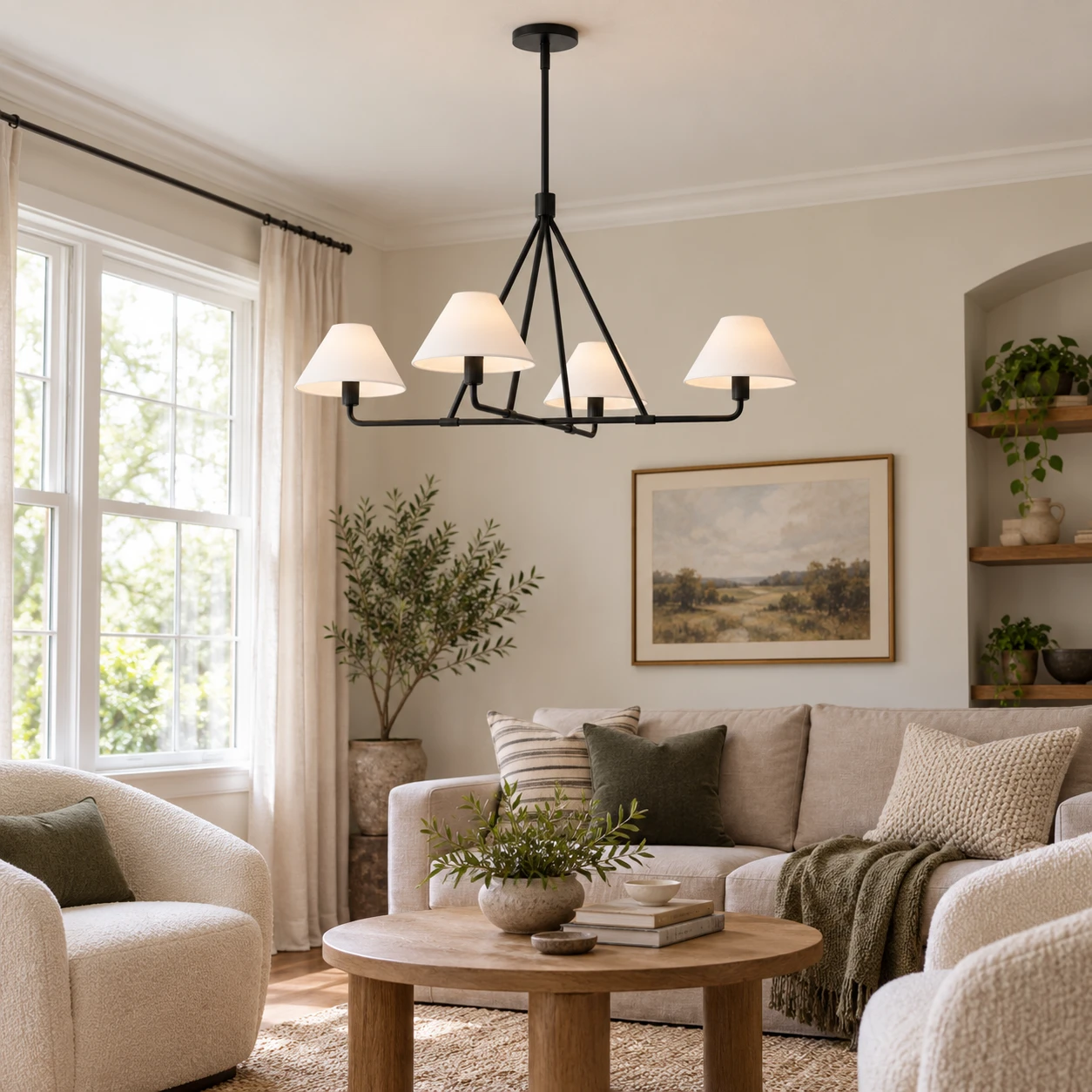 Maren Vintage 4-Light Iron Chandelier in a residential interior