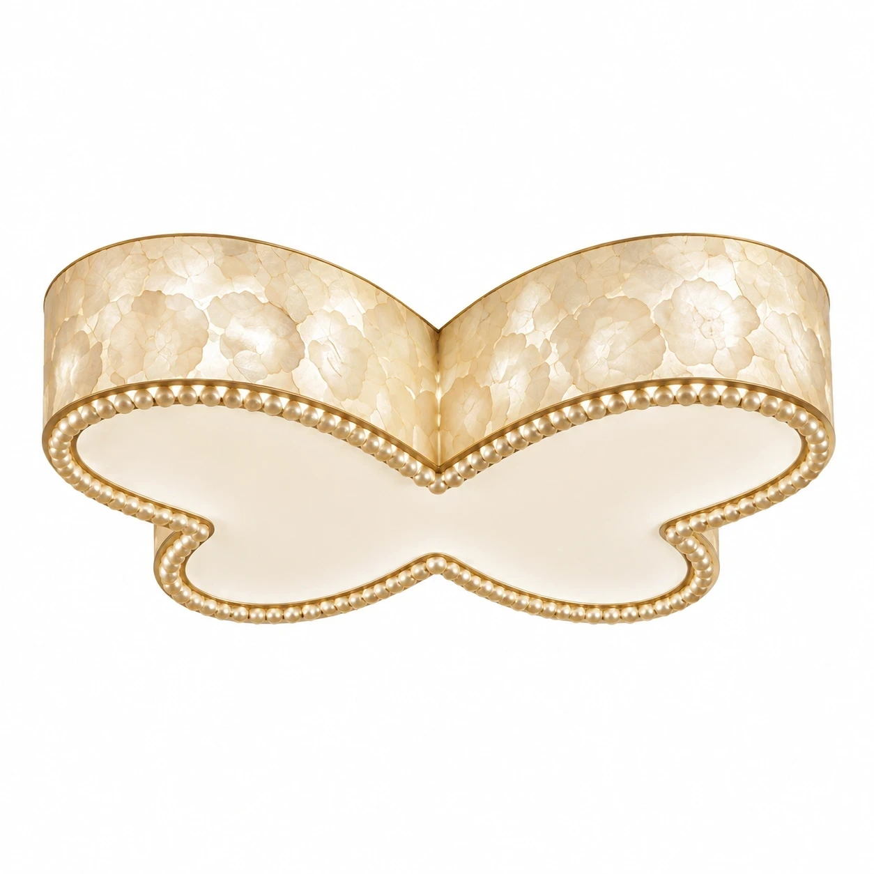 Wushlp Vintage Butterfly Shell Flush Mount Ceiling Light on a clean white background