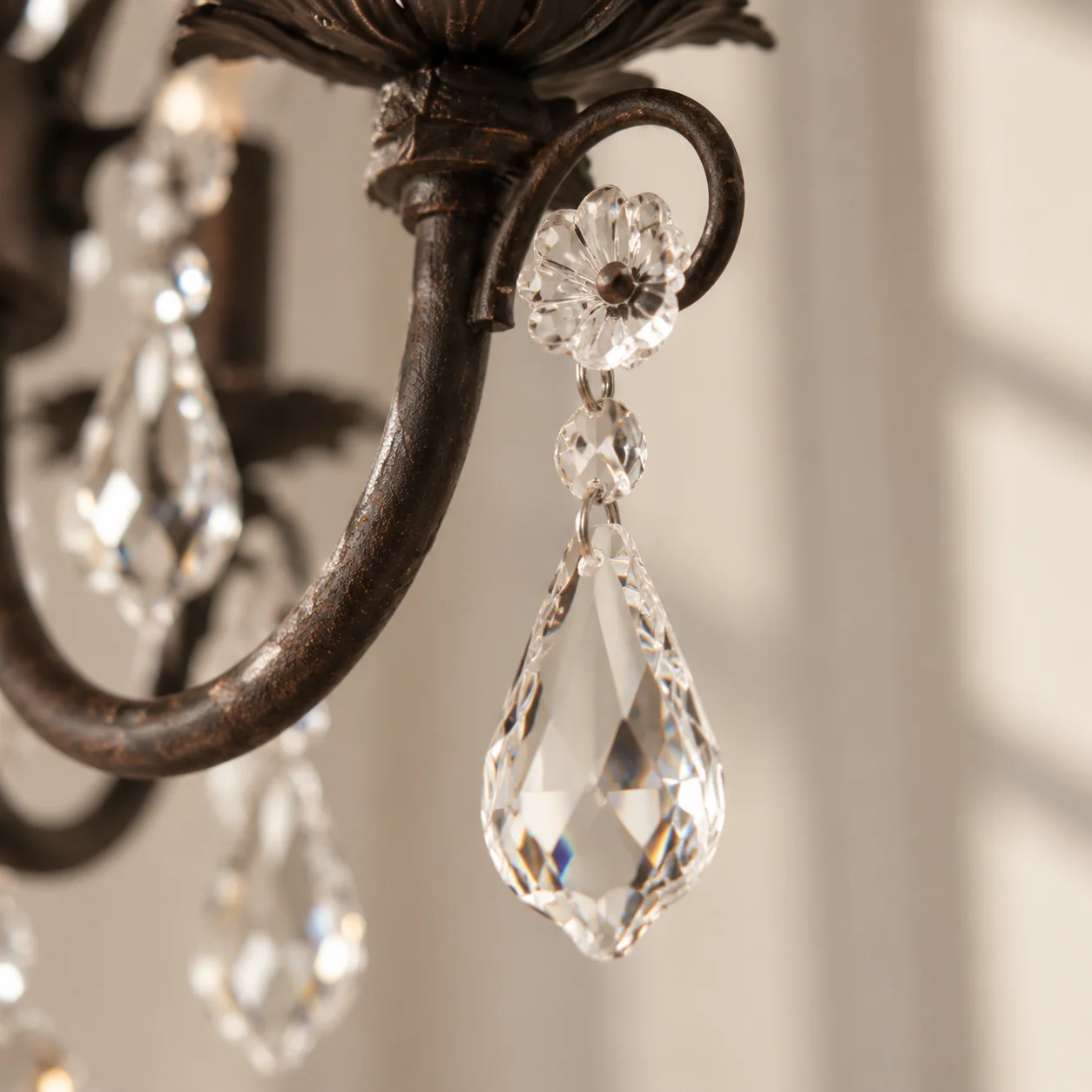 Amelia French Crystal Iron Chandelier — detail