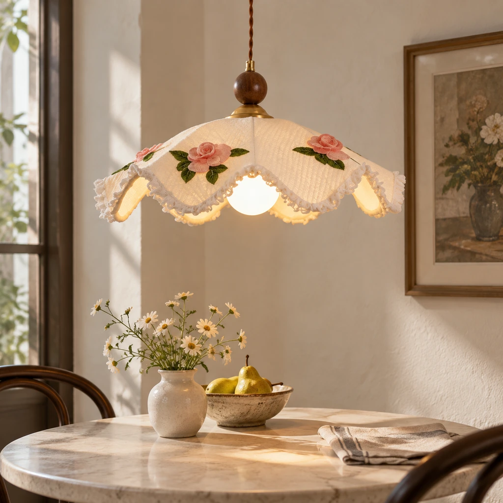 Nora floral pendant light in a boutique restaurant