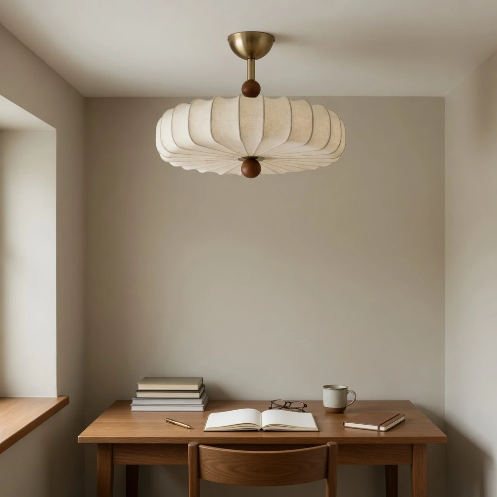 Study scene with the flush mount above the desk