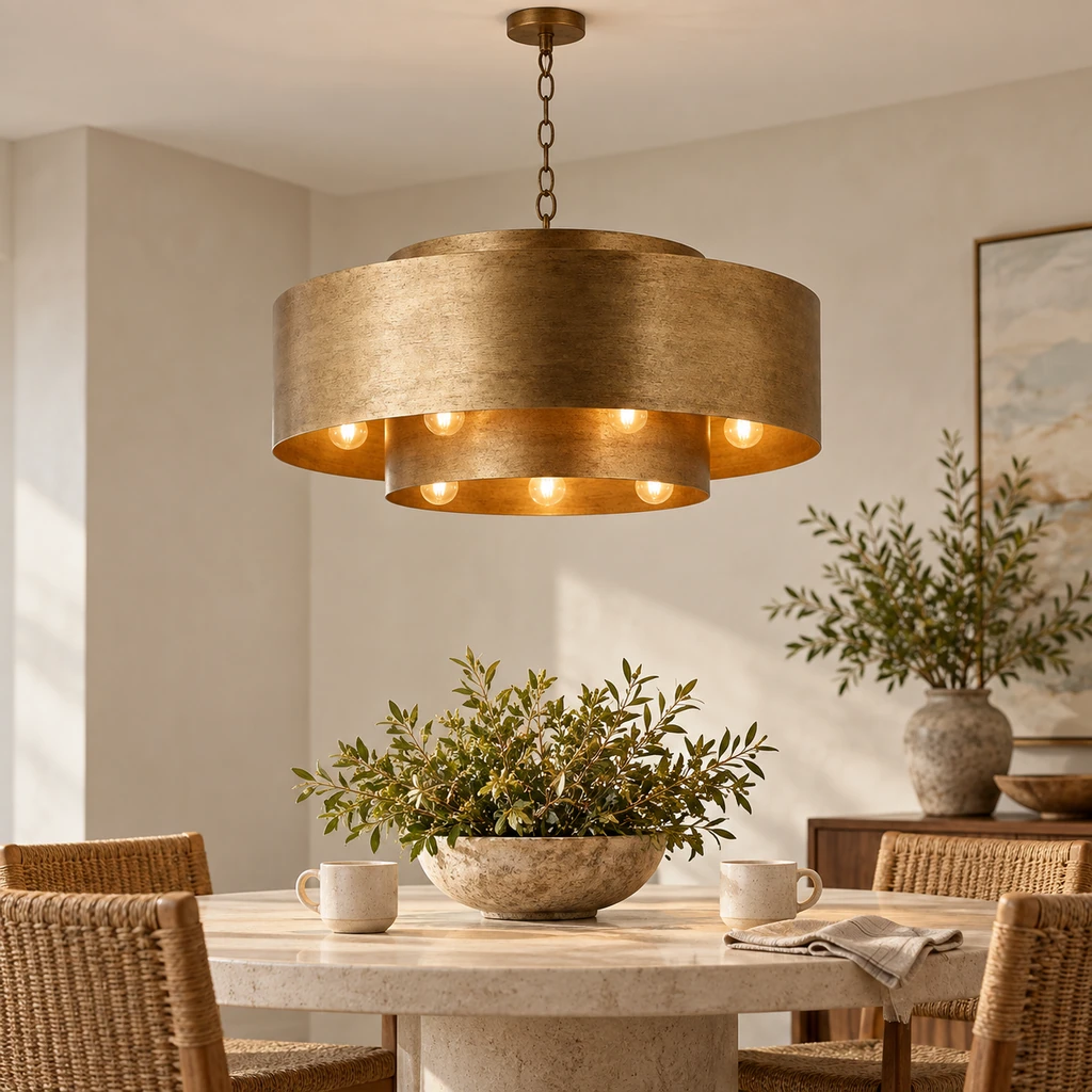 Isla pendant above a breakfast setting