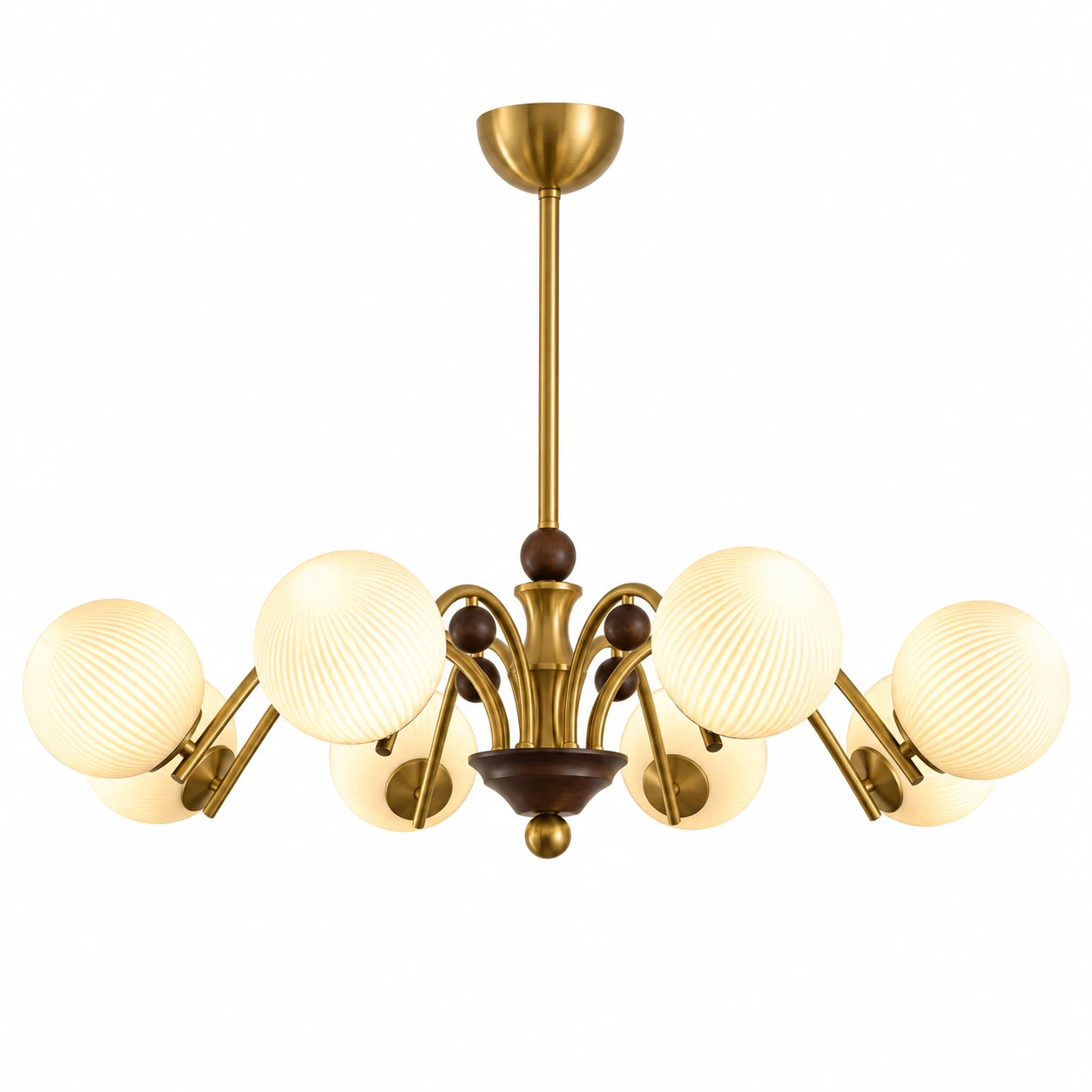 Odette eight-head 97 cm chandelier on white background