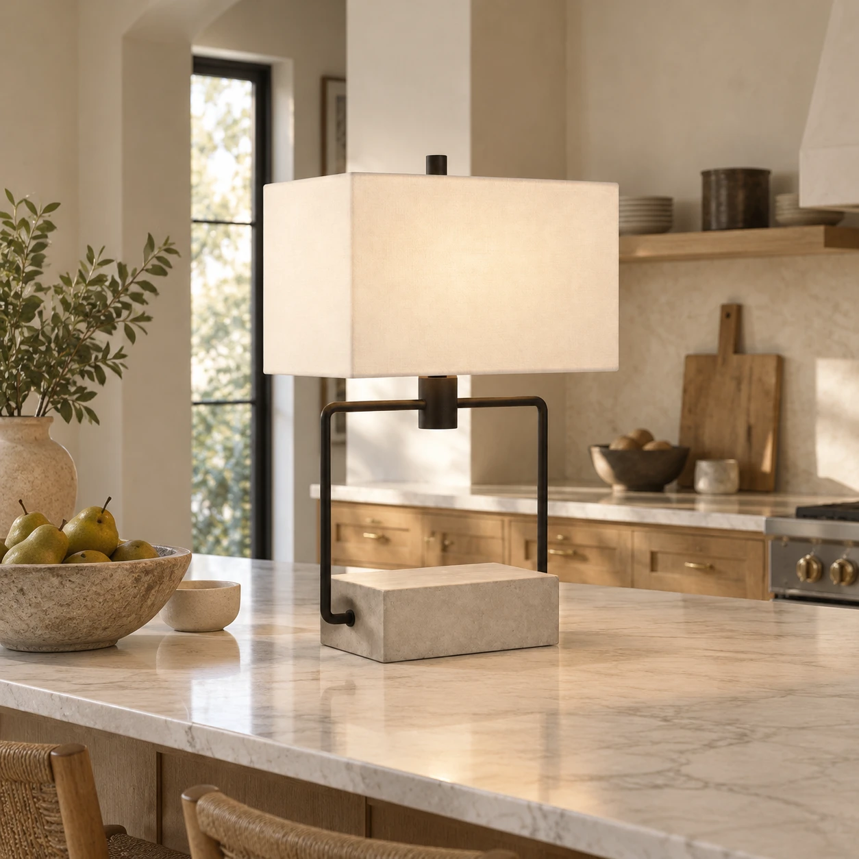 Sophie European Carved Wood Table Lamp in a residential interior
