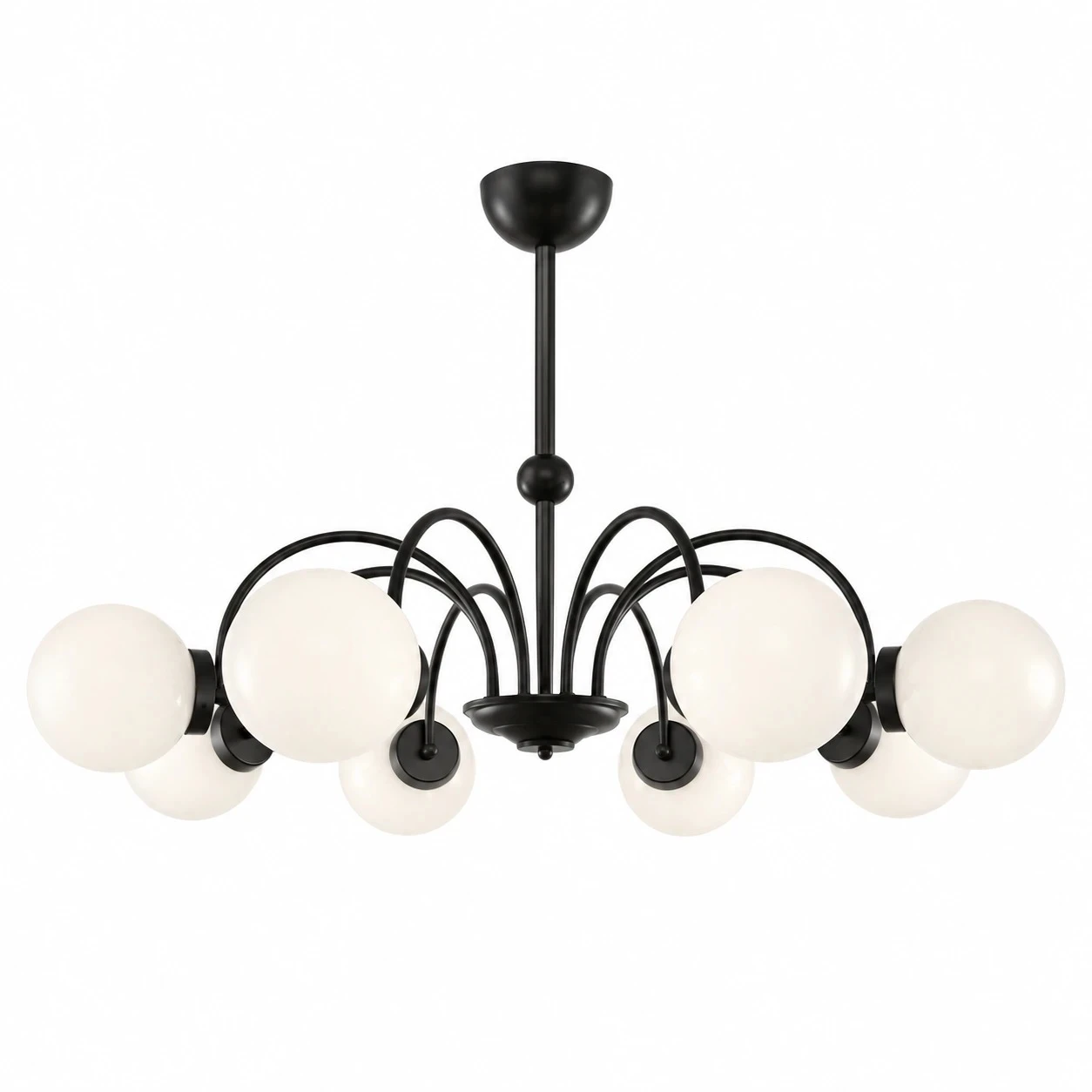 Mado 8-head Ø95 cm French vintage globe chandelier on white background