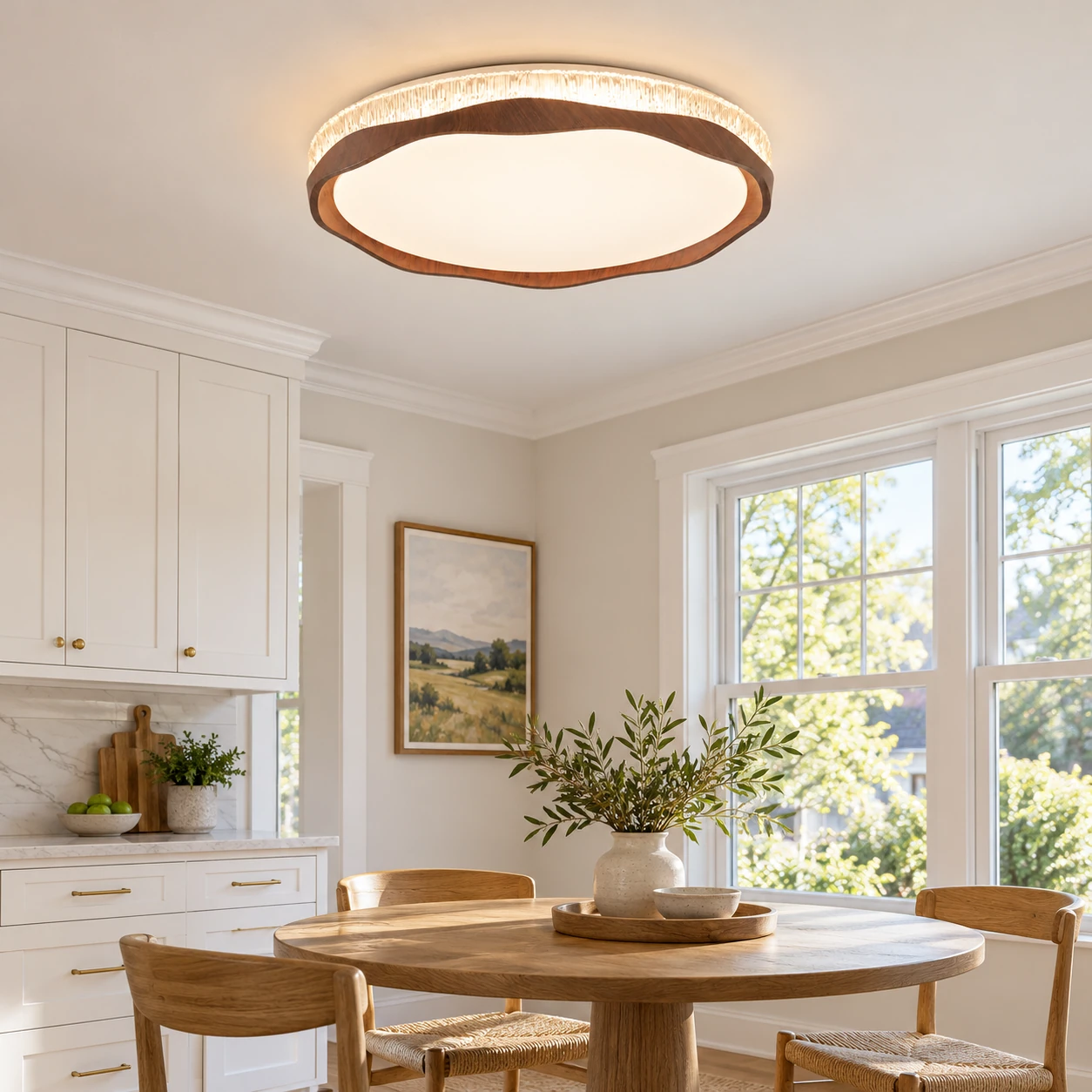 Marielle flush mount ceiling light over a breakfast nook