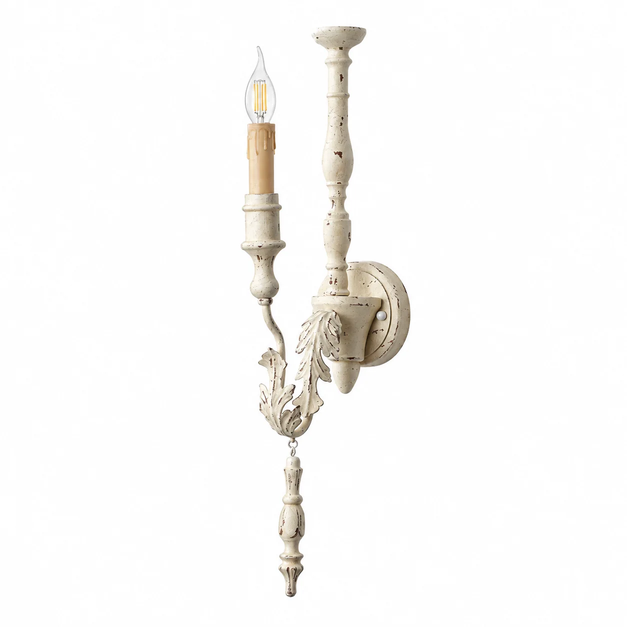 Clara Vintage Carved Wood Wall Sconce — identity
