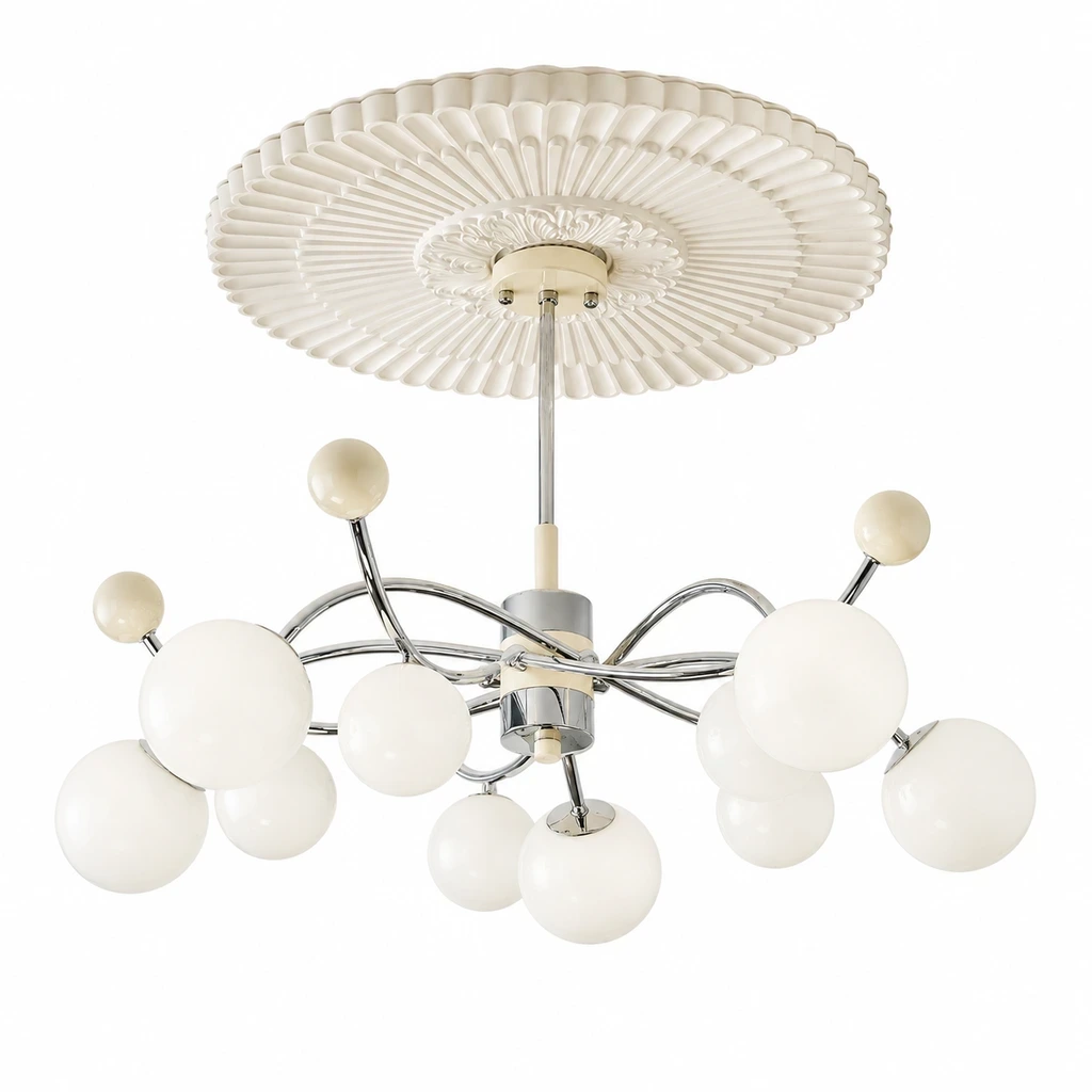 Nora Vintage Multi-Light Glass Iron Chandelier on a clean white background
