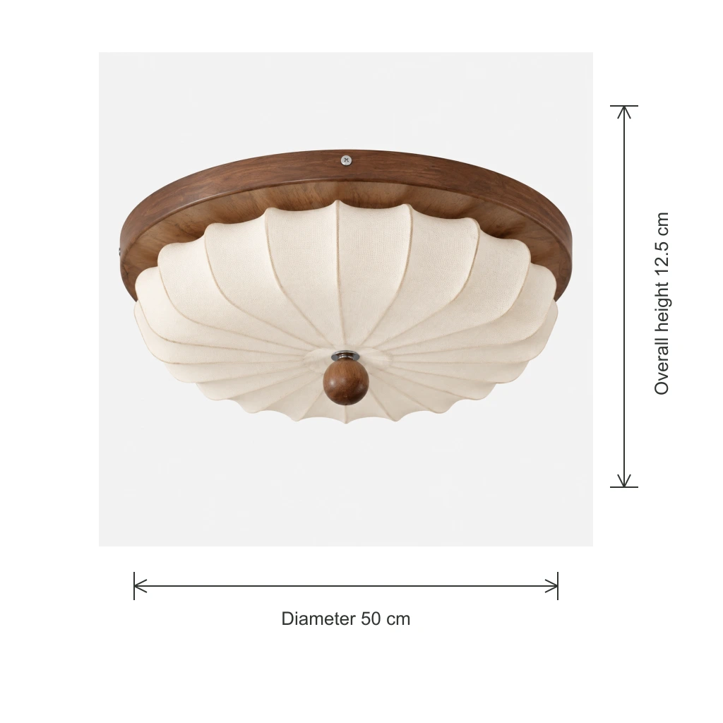 Diameter 50 cm and overall height 12.5 cm