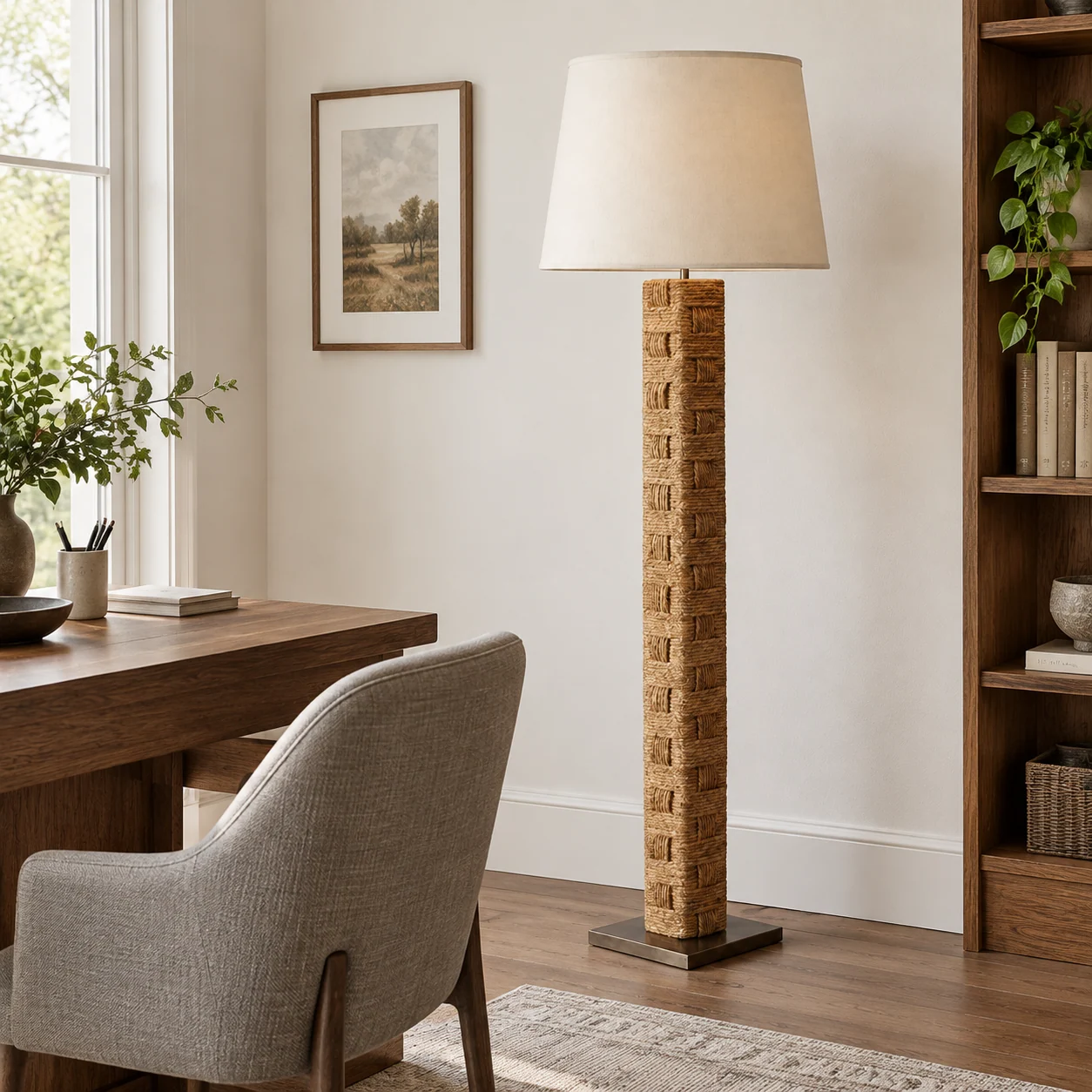 Avery French 1-Light Wood Floor Lamp — scene