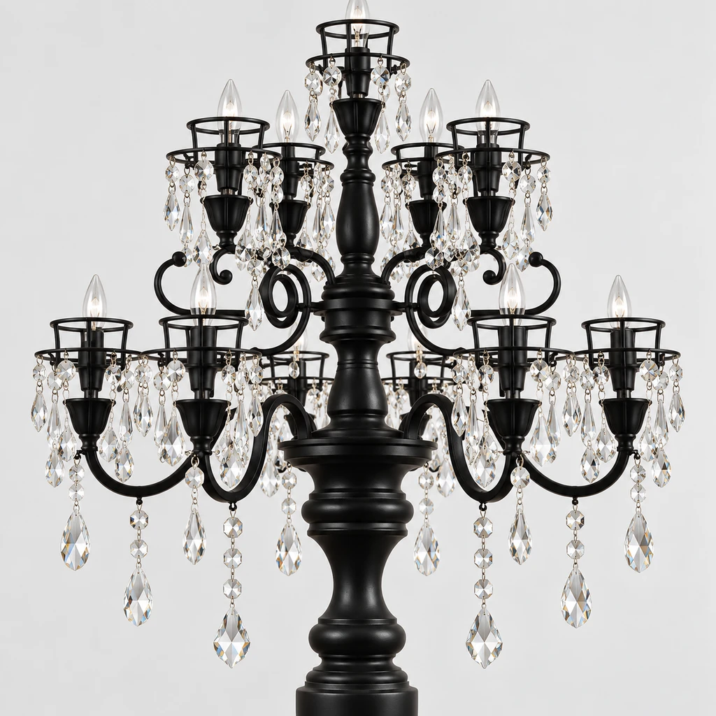 Close detail of the upper candle arms and central column