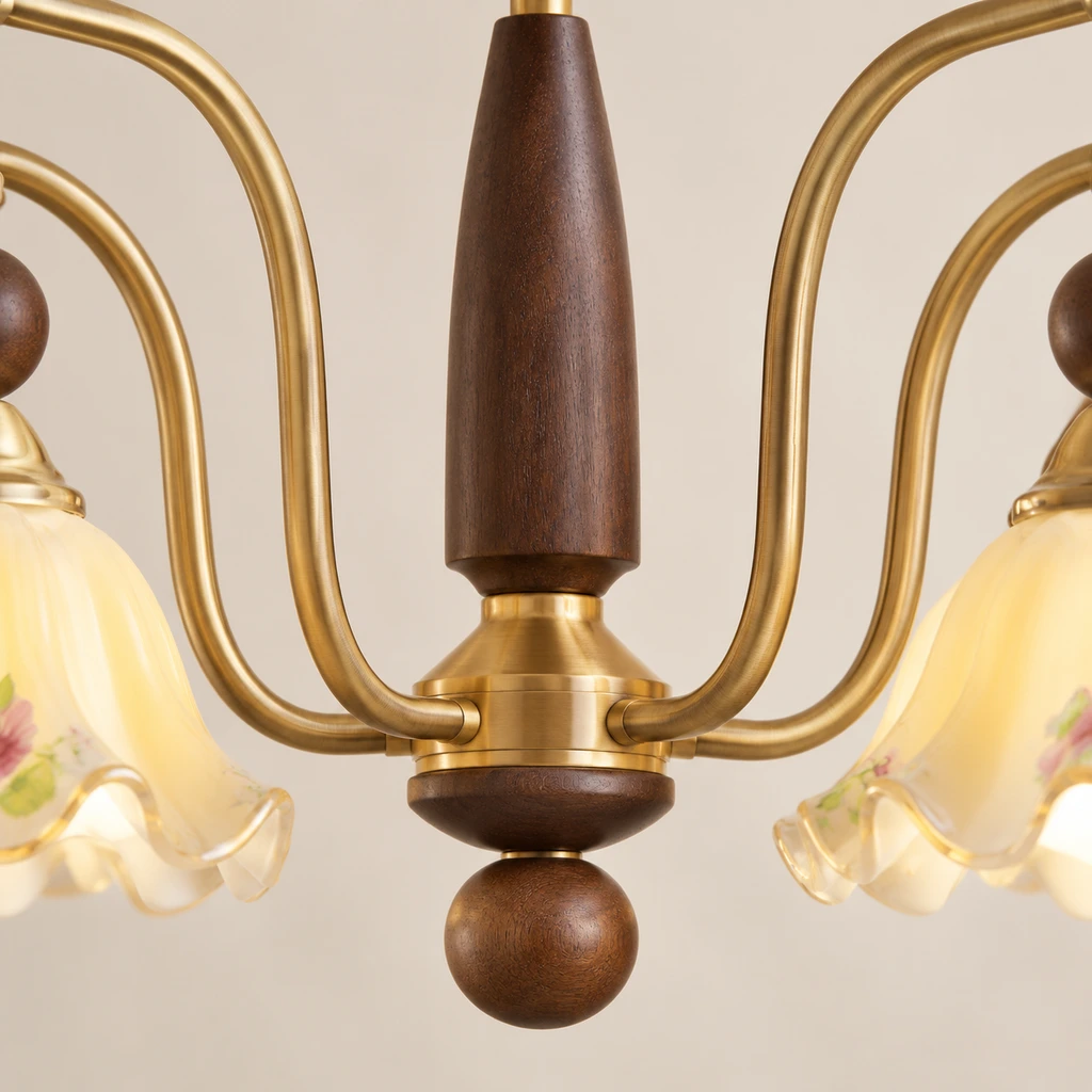 Close detail of the dark wood central body