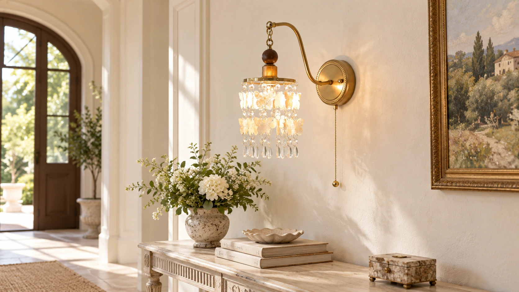 French-country entry scene