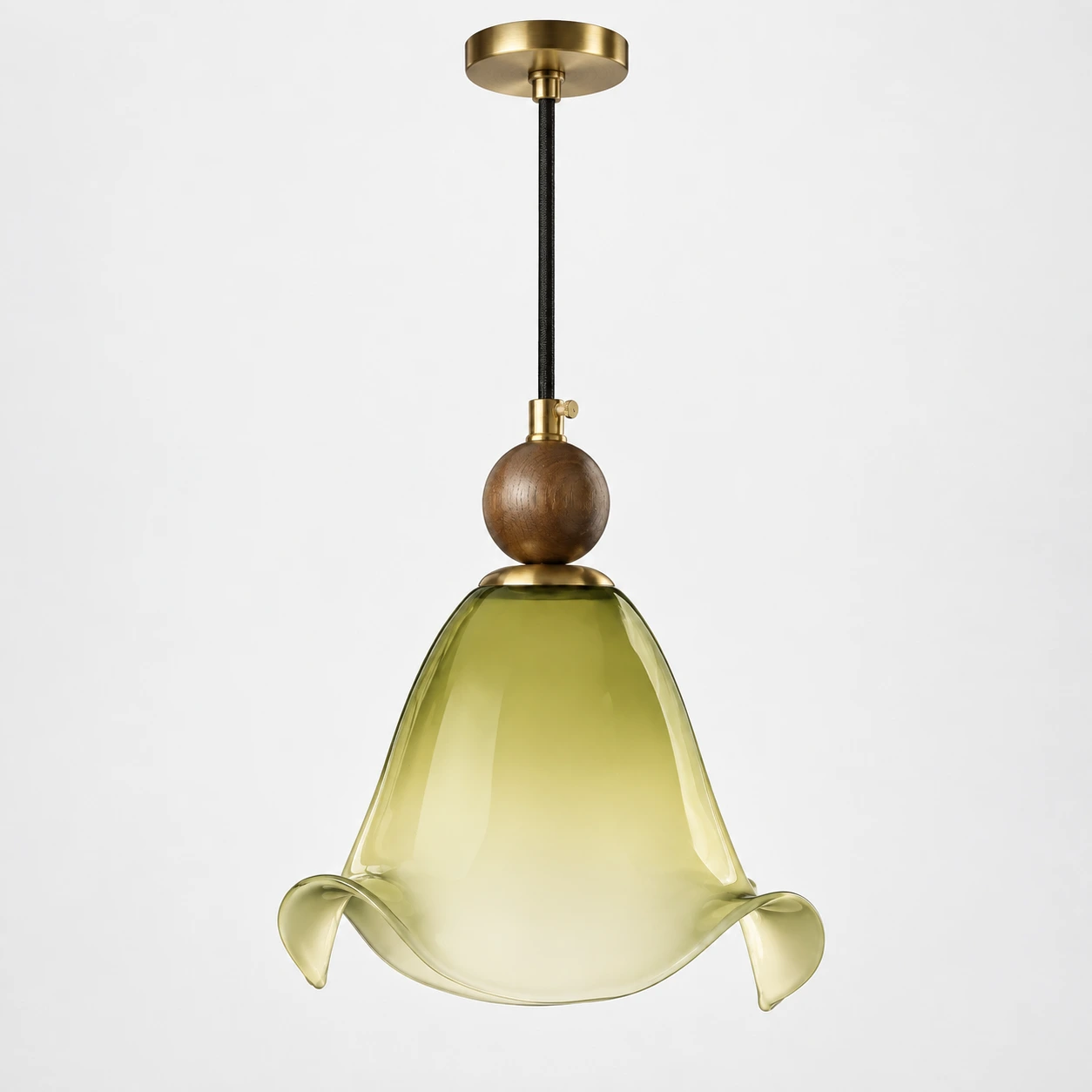 Finn Vintage Floral Walnut Wood and Metal Pendant Light - generated image 8