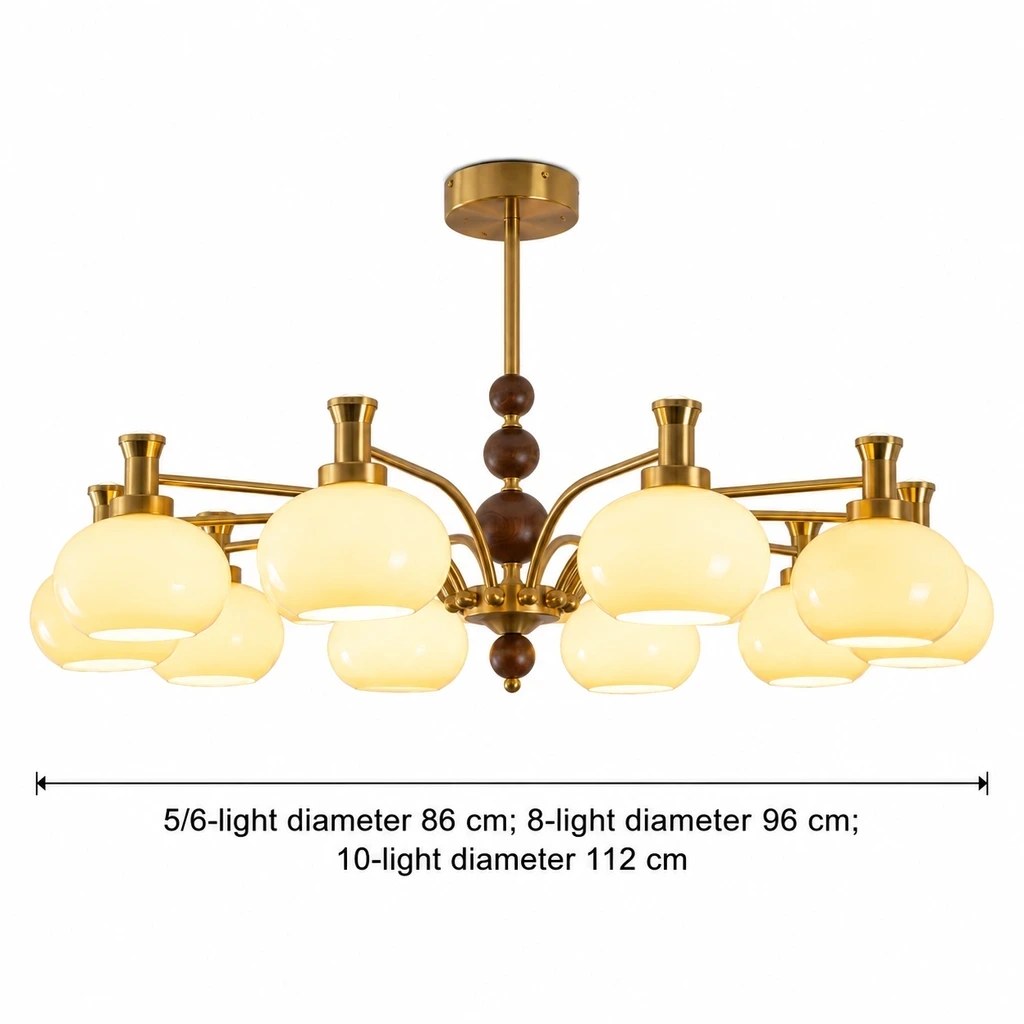 Maeve French Multi-Light Glass Wood Chandelier verified dimensions