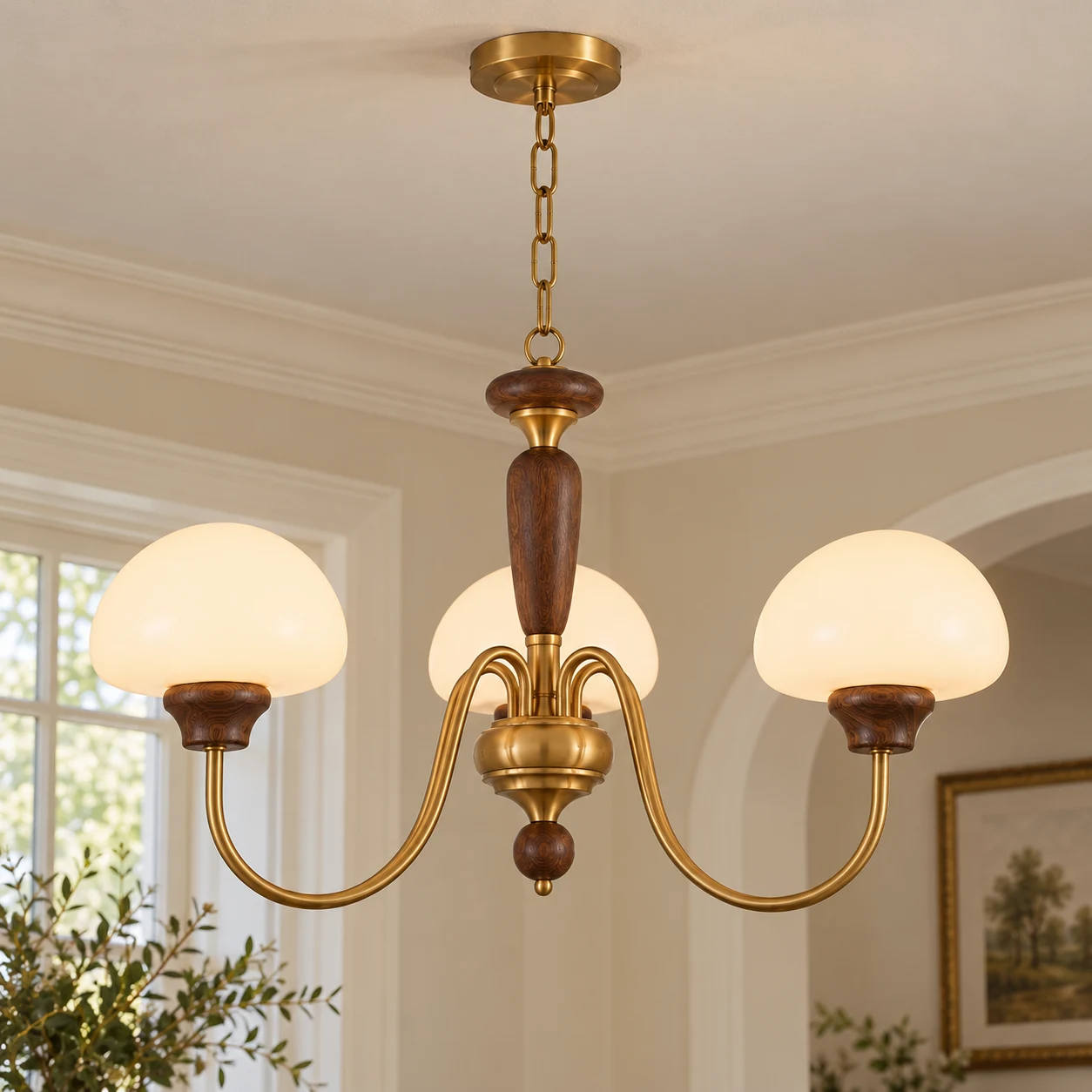 Close installed view of Adeline chandelier