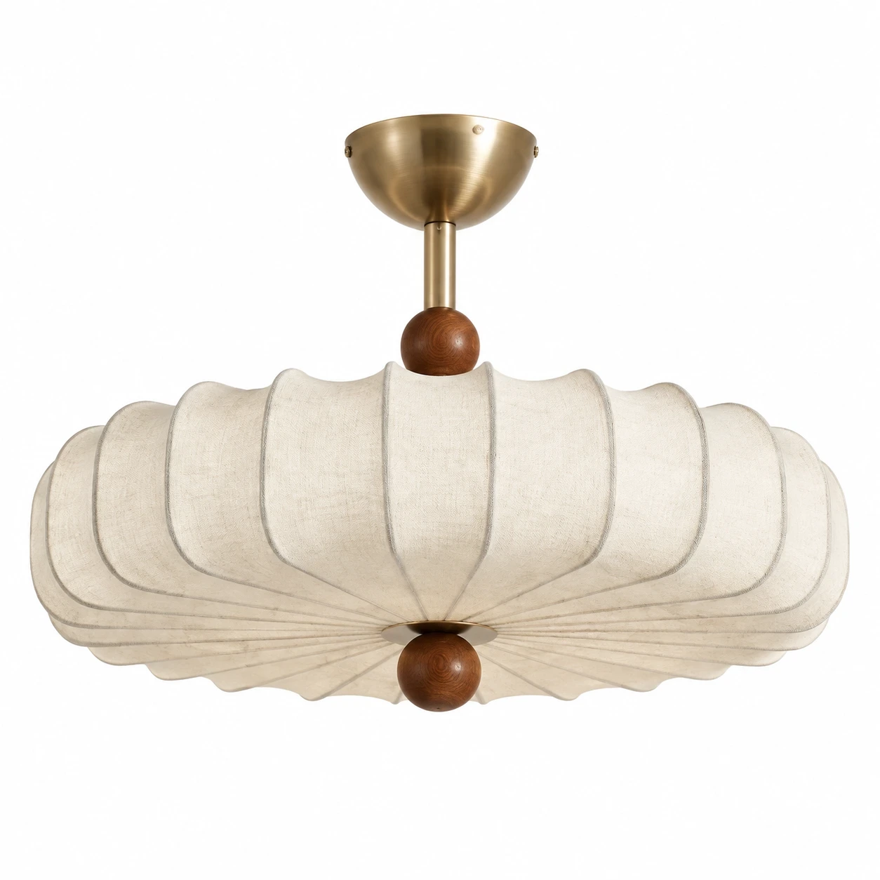 Wushlp Vintage Premium Fabric and Metal Flush Mount Ceiling Light on a clean white background