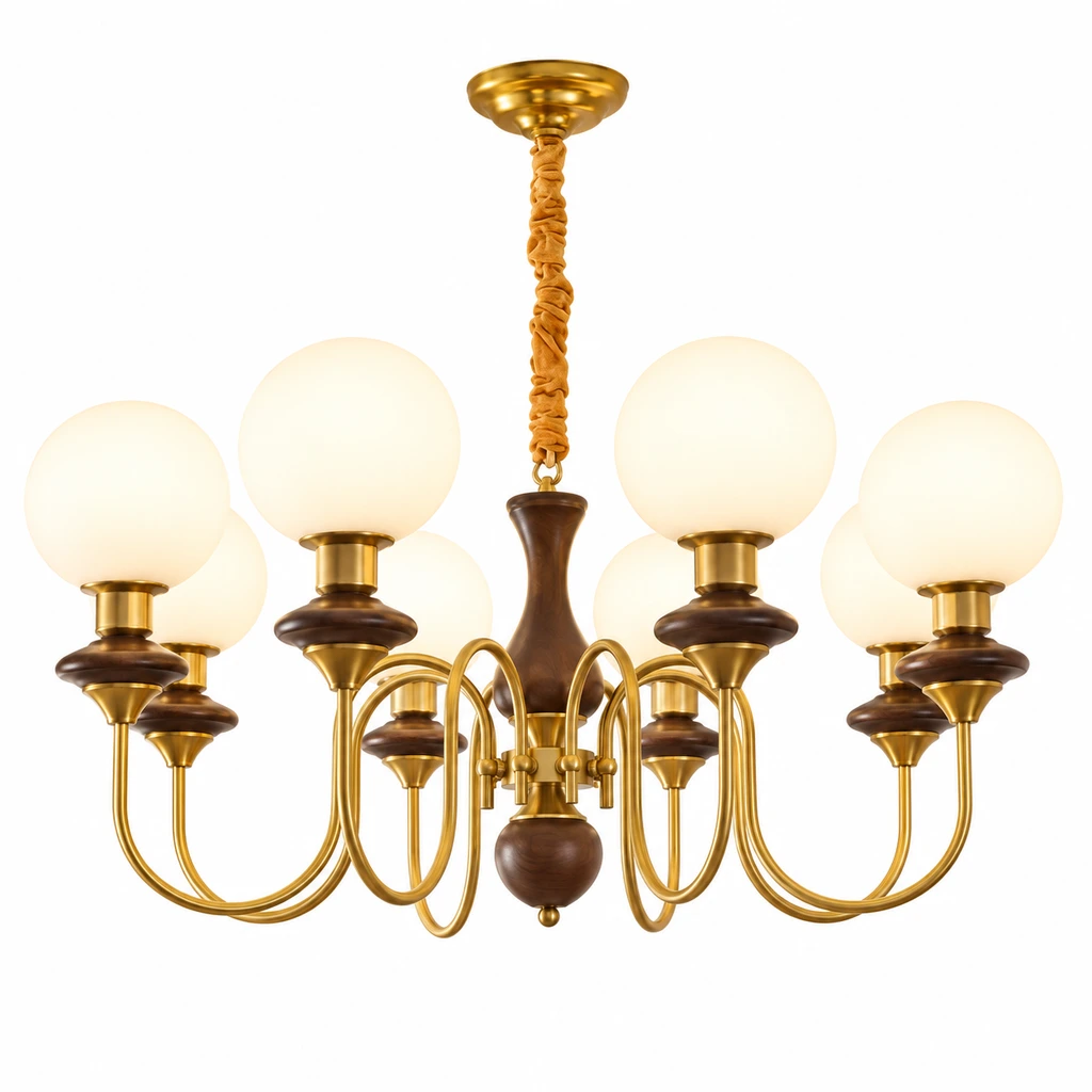 Evelyn sculpted wood chandelier on white