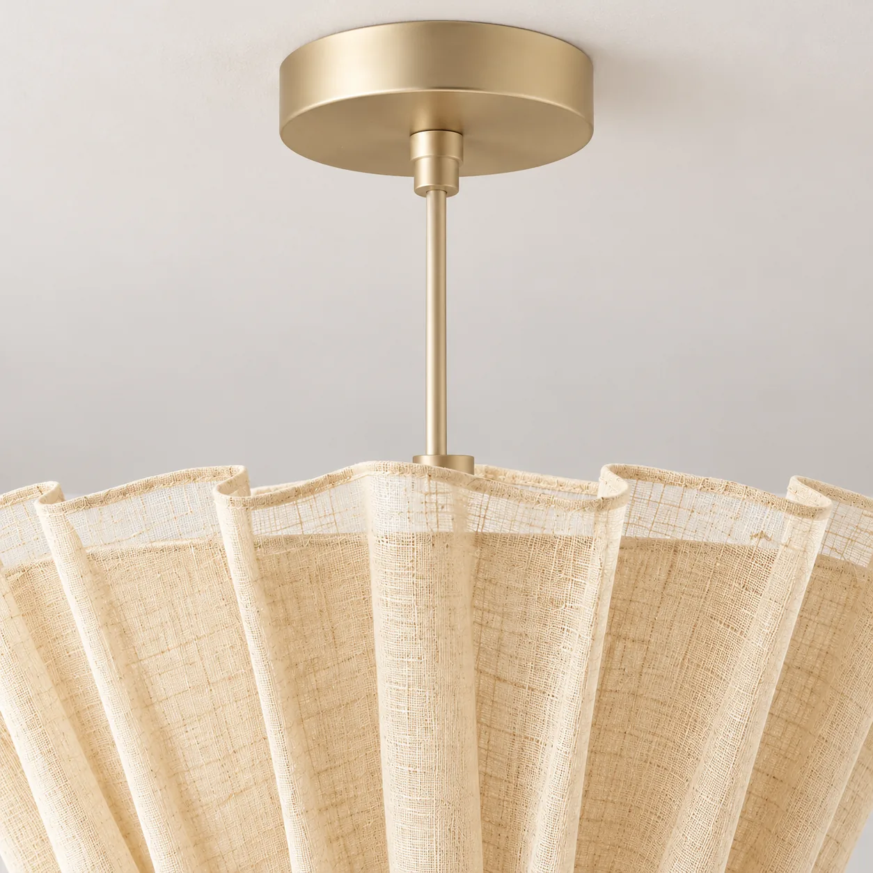 Close view of brass canopy and stem