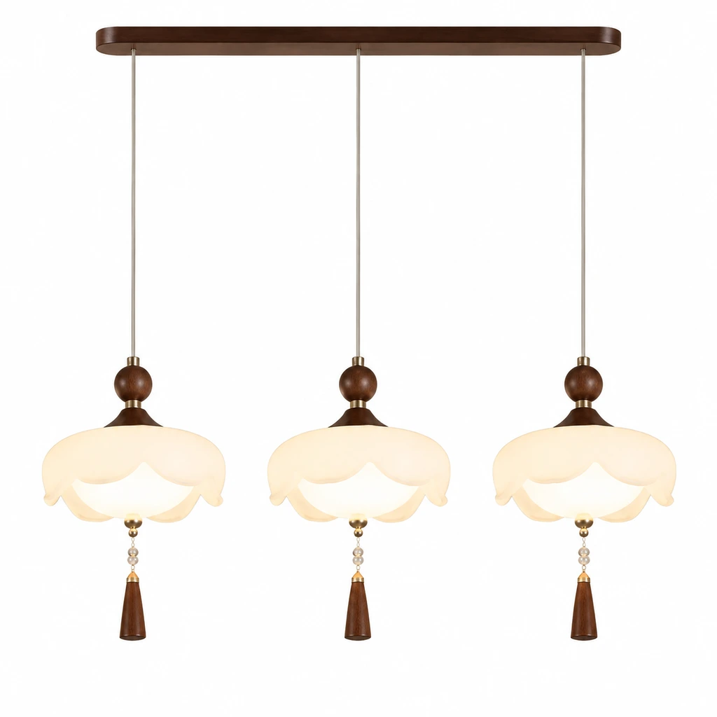 Mara wood chandelier on white