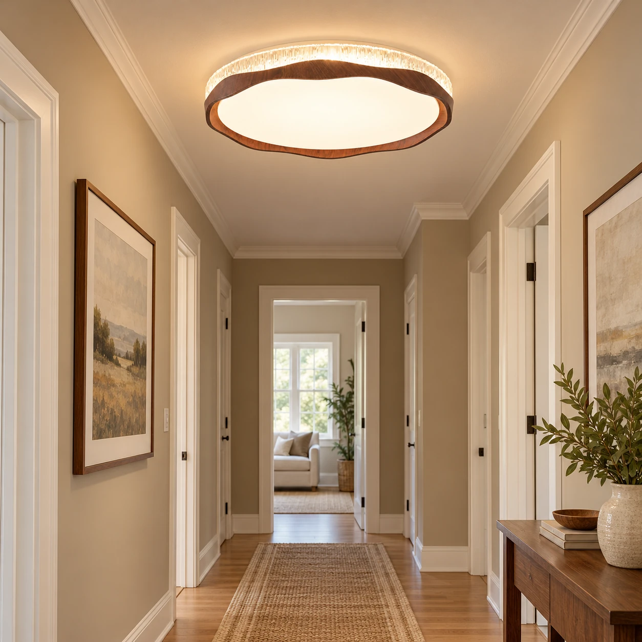 Marielle flush mount ceiling light in a hallway