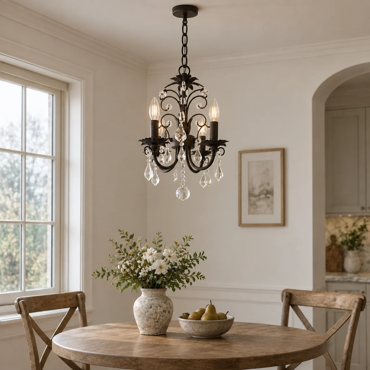 Amelia French Crystal Iron Chandelier — scene