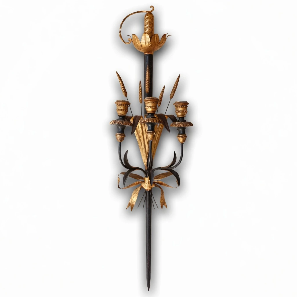 Front view of Calla three-light wall sconce on white
