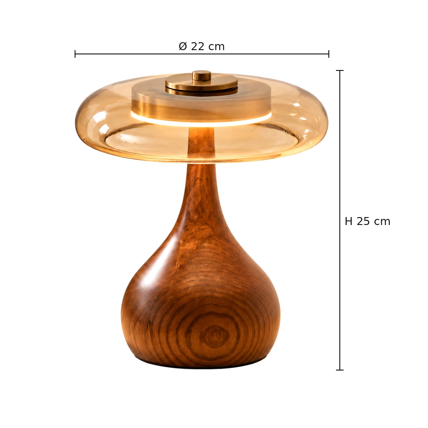 Short lamp dimensions: diameter 22 cm, height 25 cm